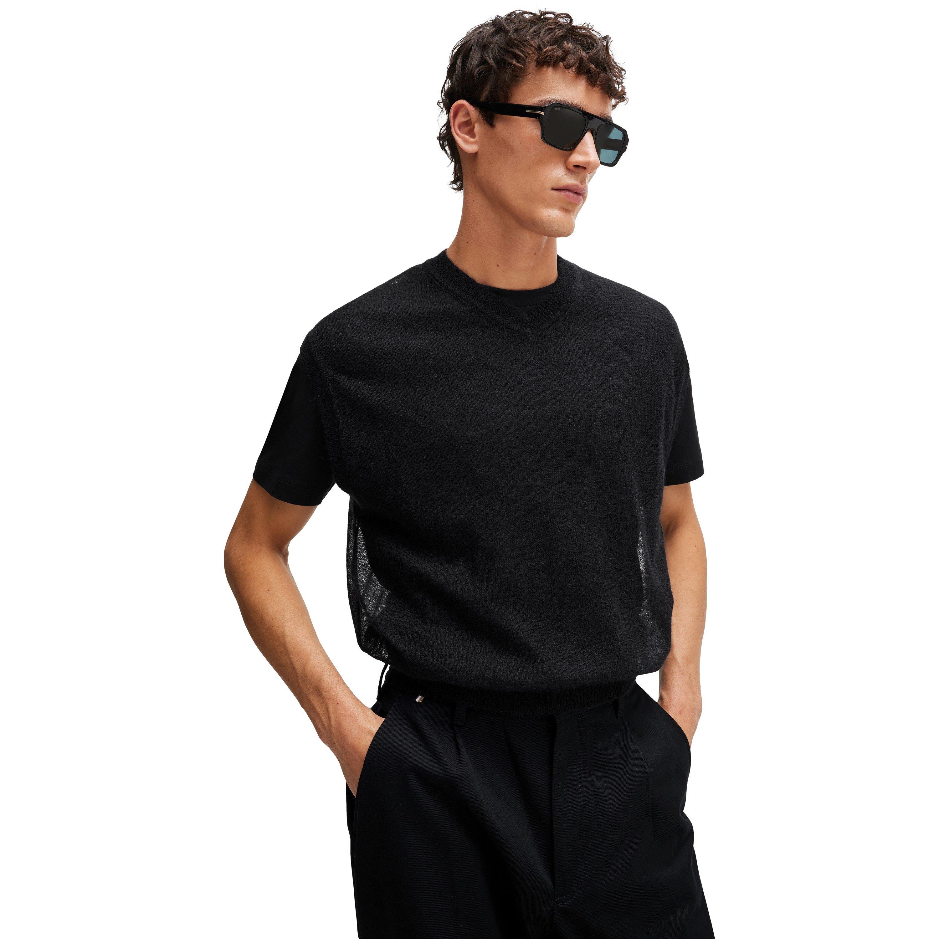 Black - Boss - Men's Knitted T-Shirt - 2