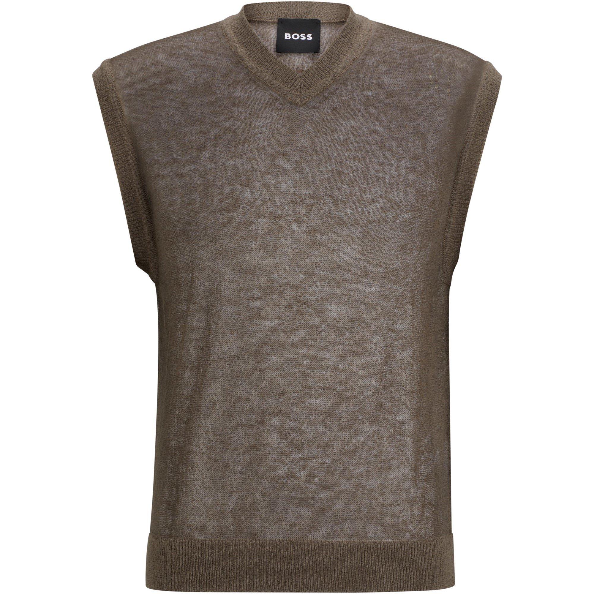 Boss Men's Knitted T-Shirt - Open Beige - L