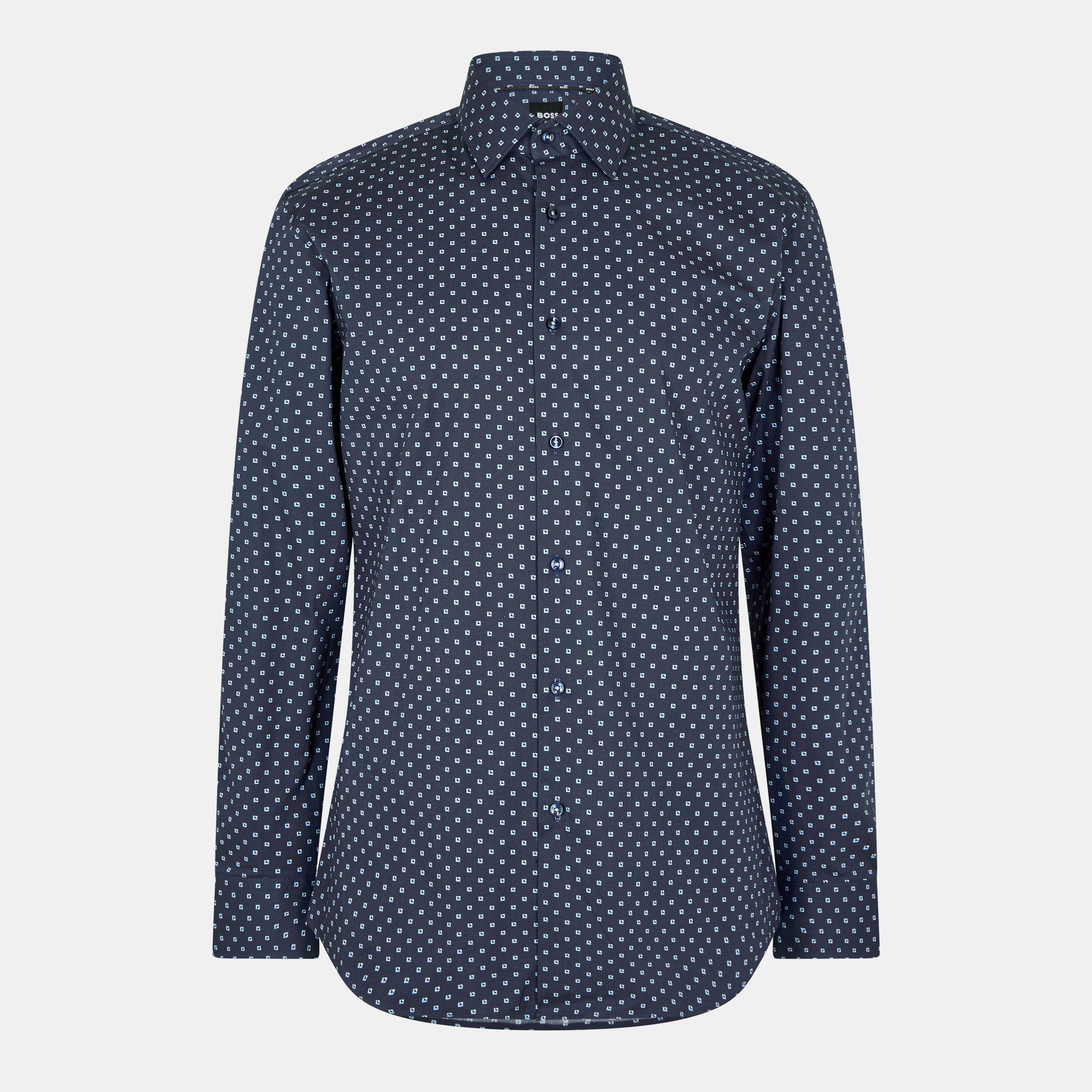 Boss Men's Plain Long-Sleeve Shirt - White 100 - 15 inch