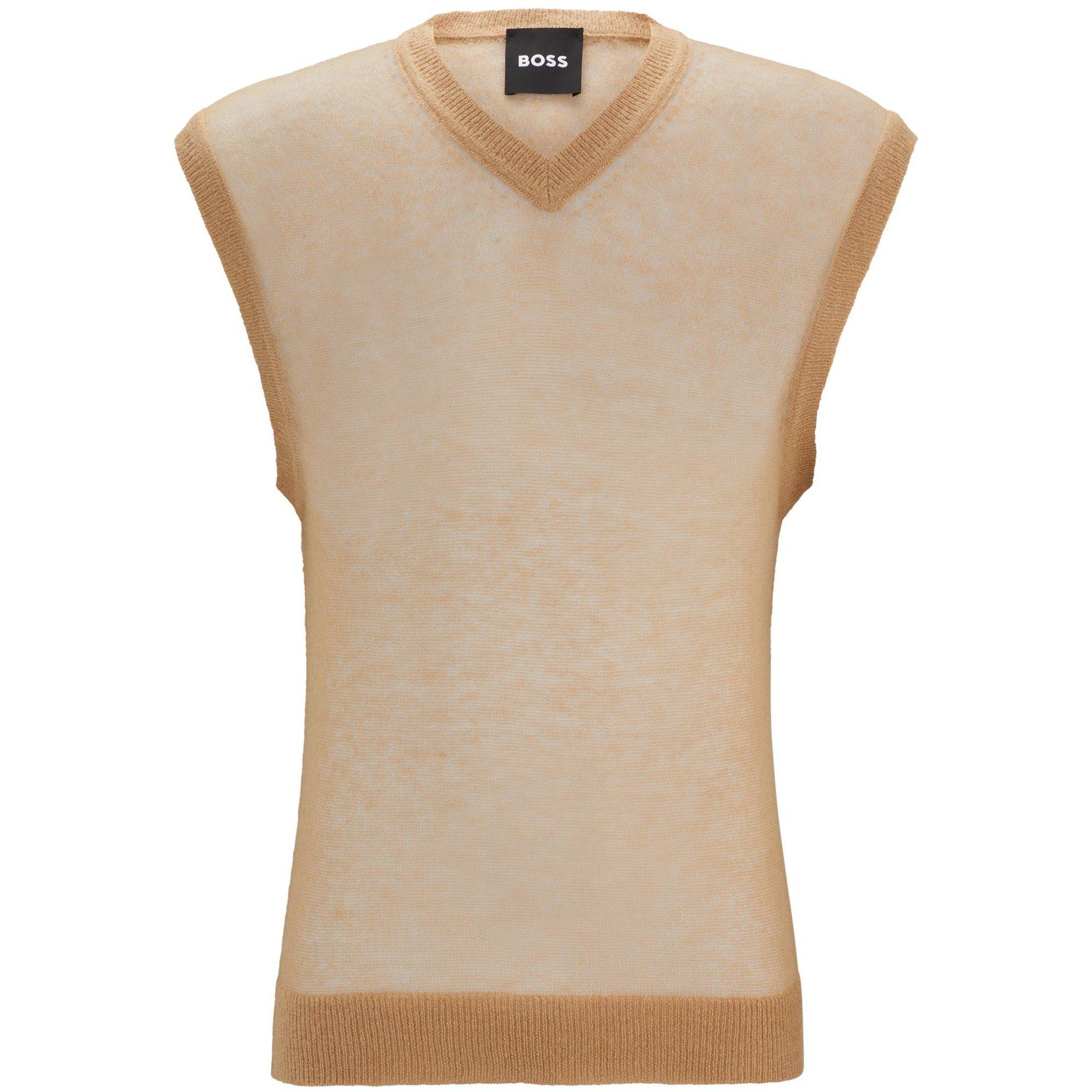 Medium Beige - Boss - Men's Lucid Ribbed Knitted Top - 1