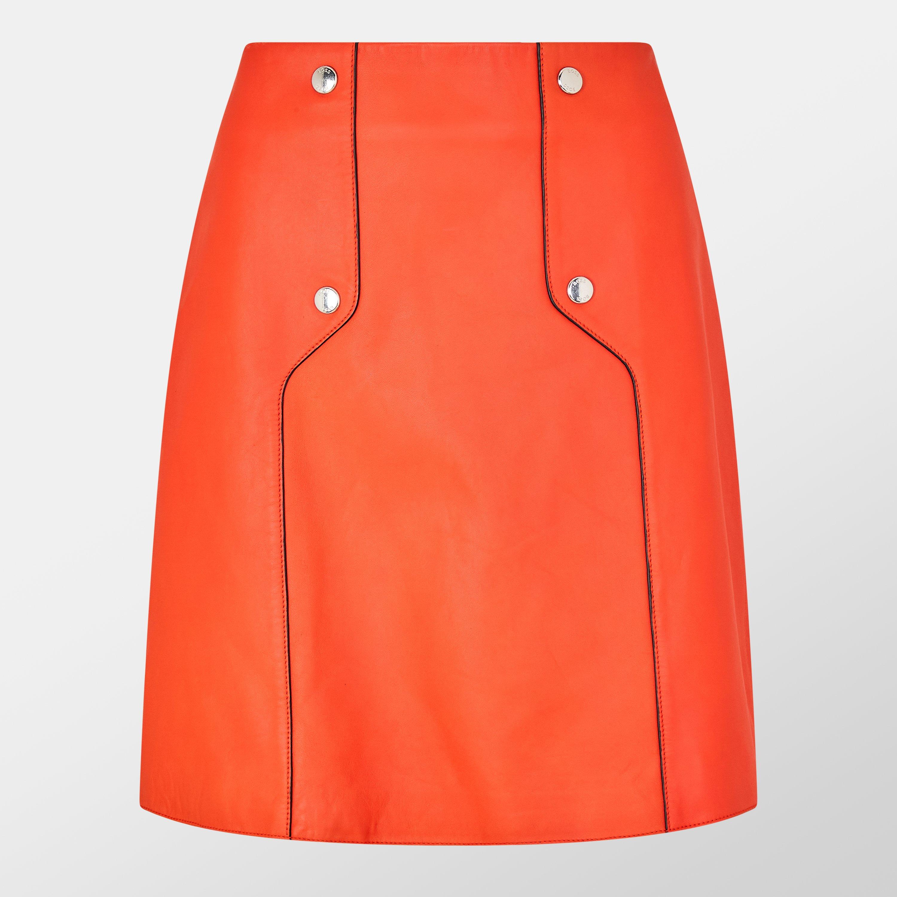 Bright Orange - Boss - Women's Seminta Leather Shorts - 1