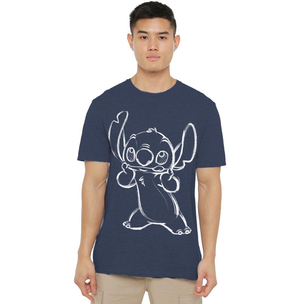 Navy - Disney - Lilo And Stitch Sketch T-Shirt Heather Navy - 1