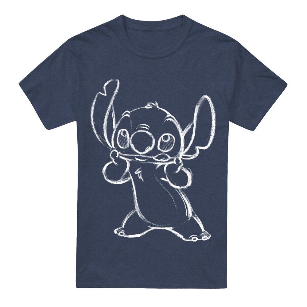 Navy - Disney - Lilo And Stitch Sketch T-Shirt Heather Navy - 4