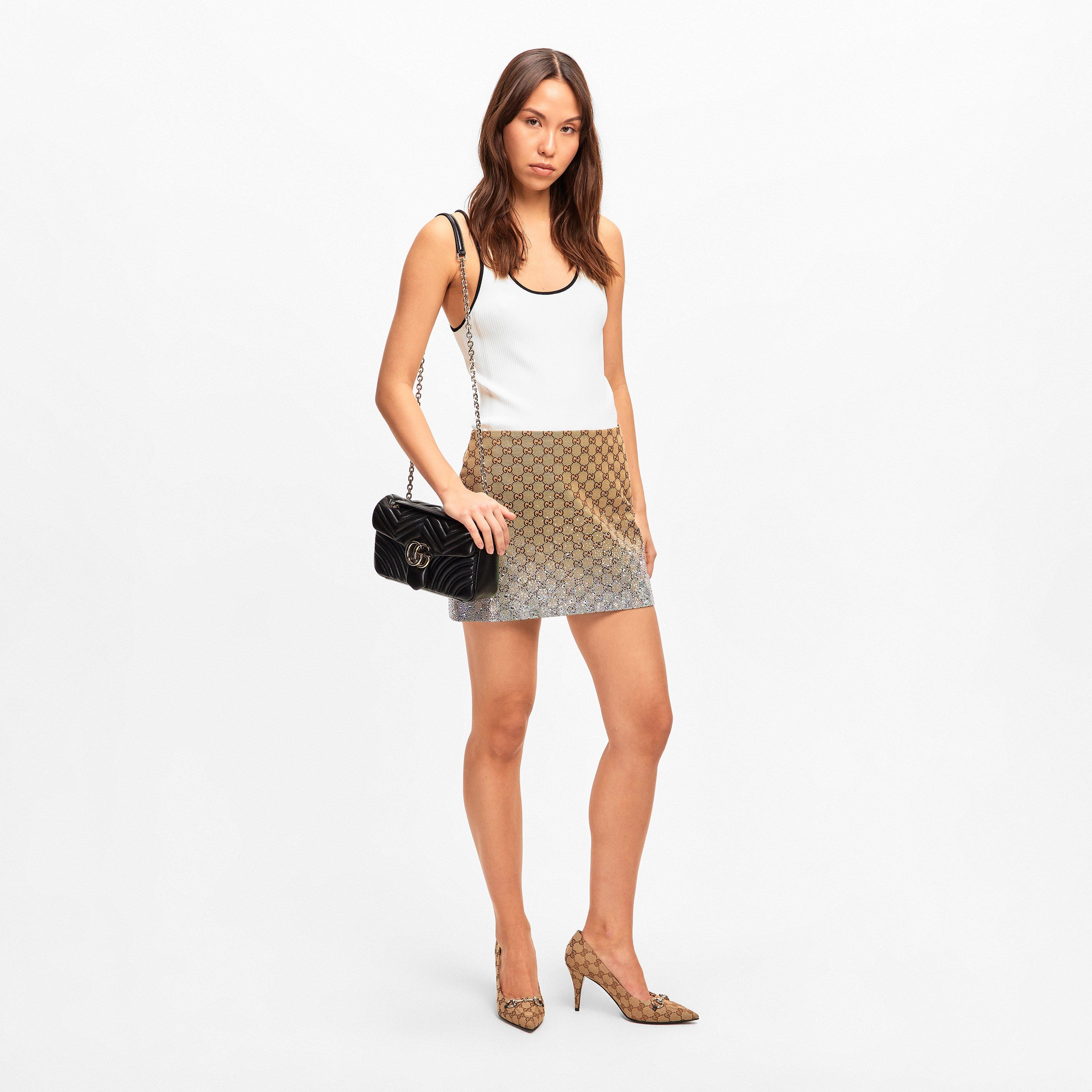 Camel/Ebony - Gucci - Women's Canvas Mini Skirt - 5