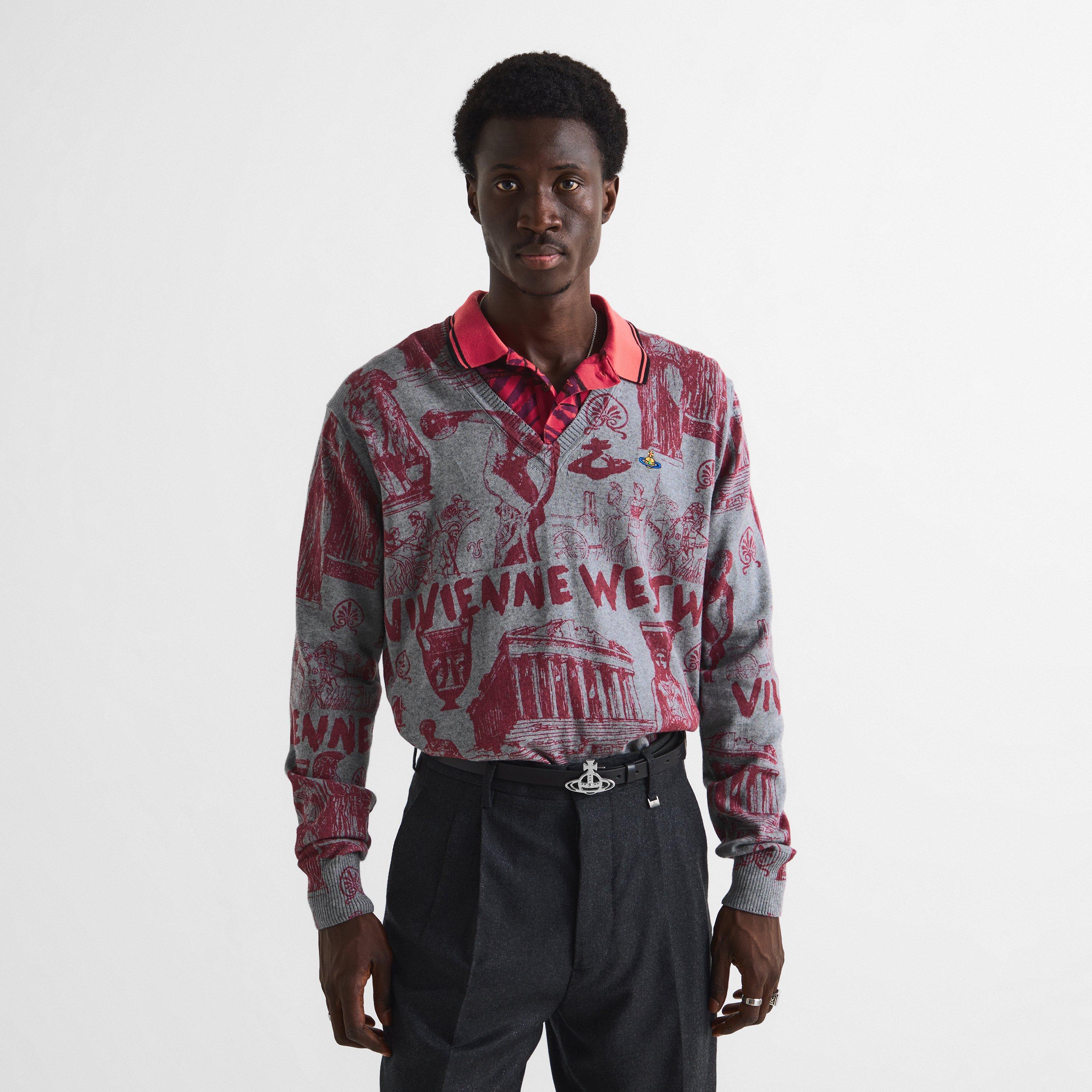 Grey/Red - Vivienne Westwood - Viv Julian V Neck Sn63 - 3