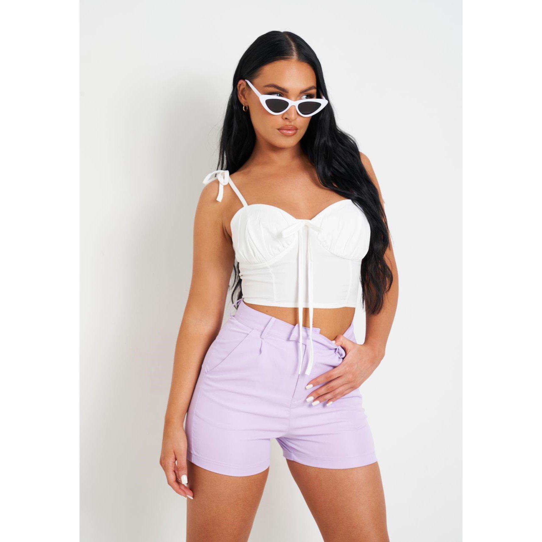 White - Missy Empire - Woven Tie Strap Crop Top