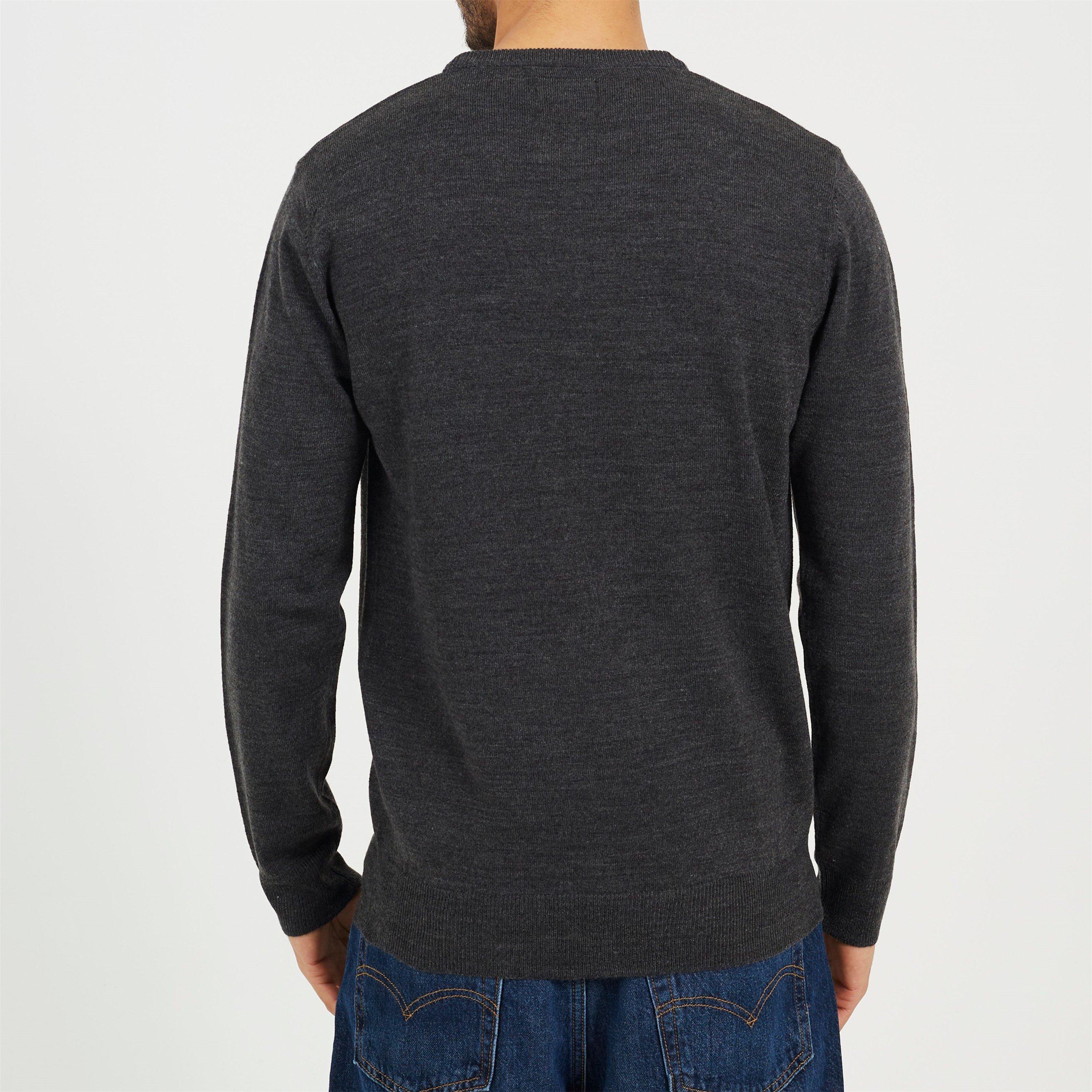 Dk Charcoal Ml - Brave Soul - Mens Flat Knit Crew Neck Jumper - 3