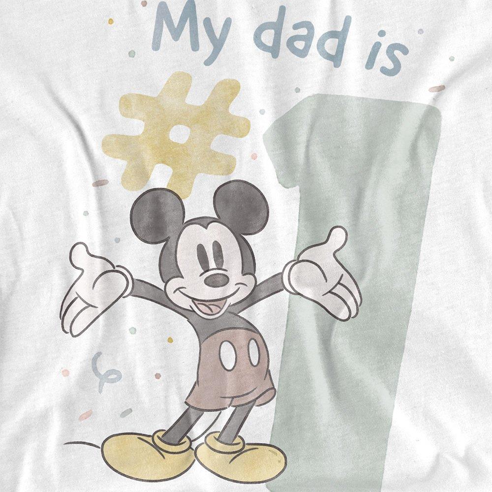 White - Disney - Mickey Mouse No.1 Dad Watercolour Boys T-Shirt Wh - 2