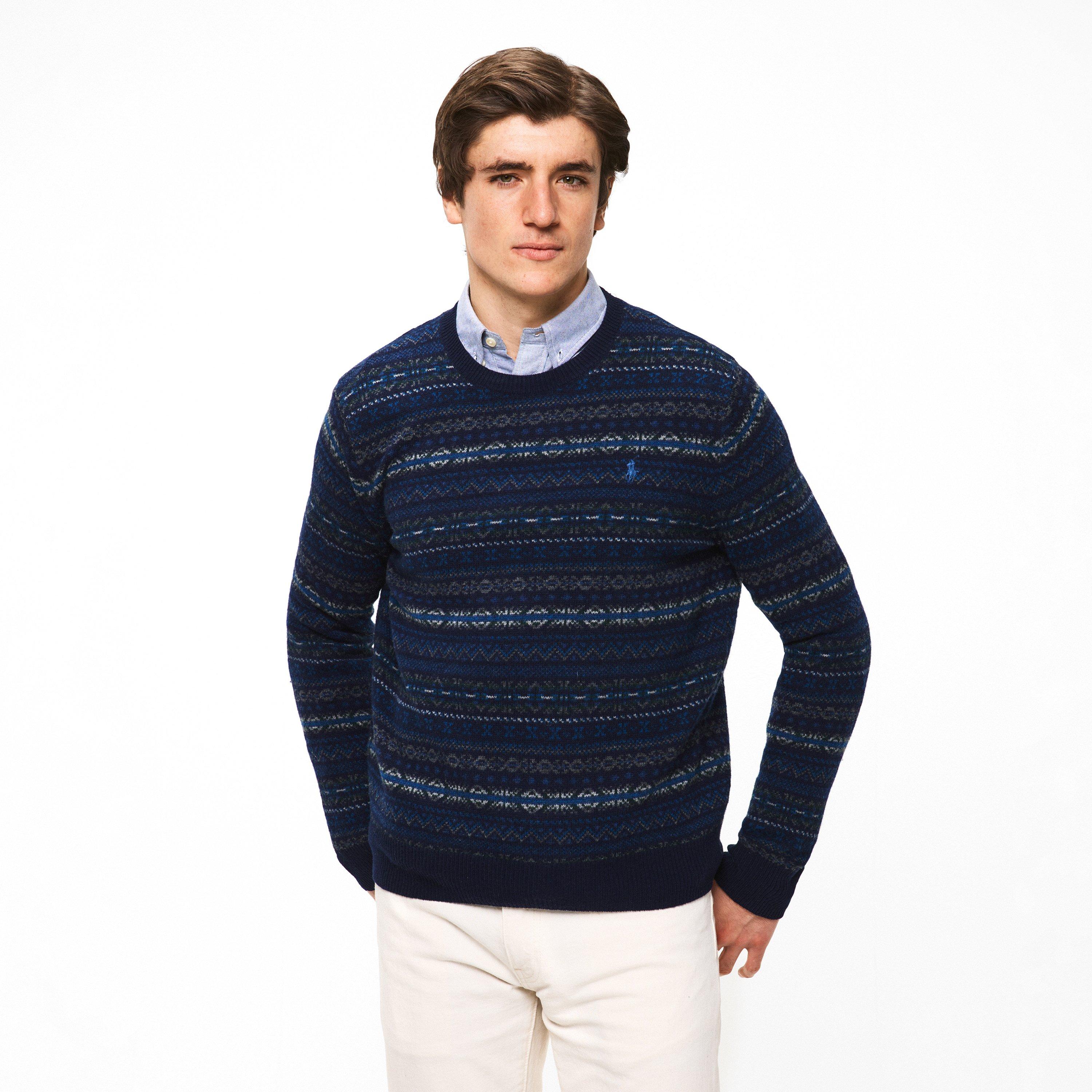 Navy Combo - Ralph Lauren - Men's Wool Crew Neck Jumper - 3