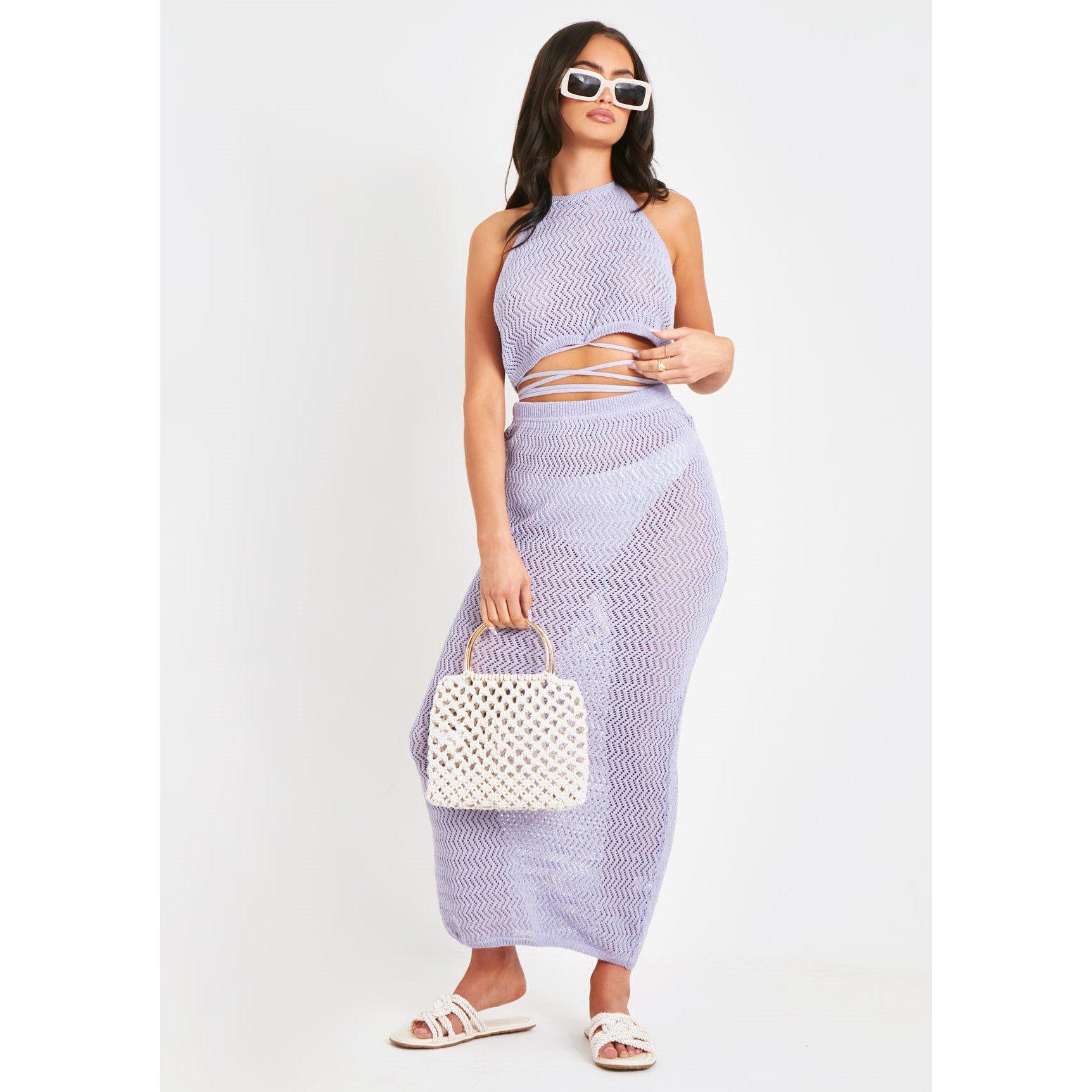 Missy Empire Women's Knit Maxi Skirt - Lilac - 6 (2XS)