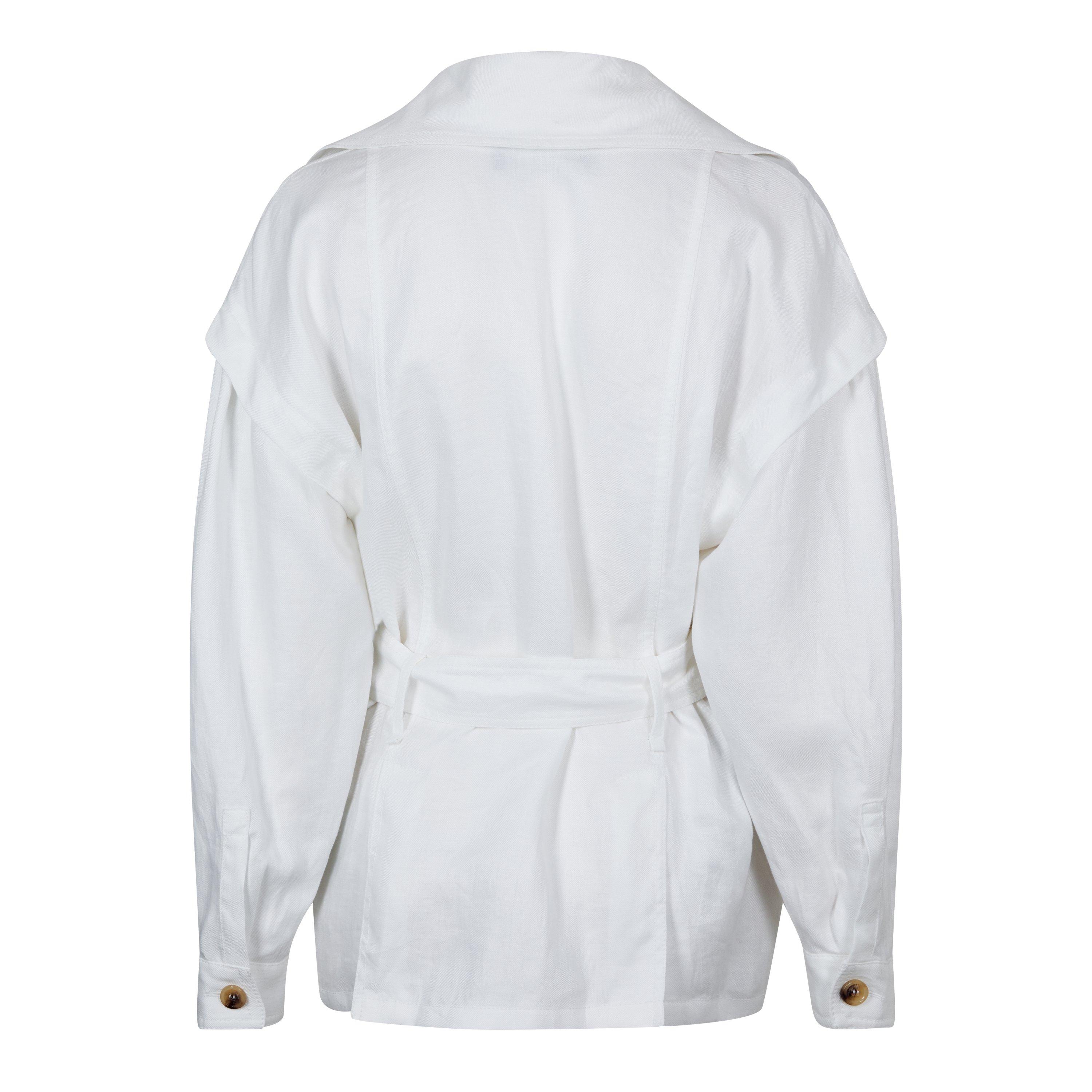 Bianco - Emporio Armani - Women's Linen Trench Coat - 2
