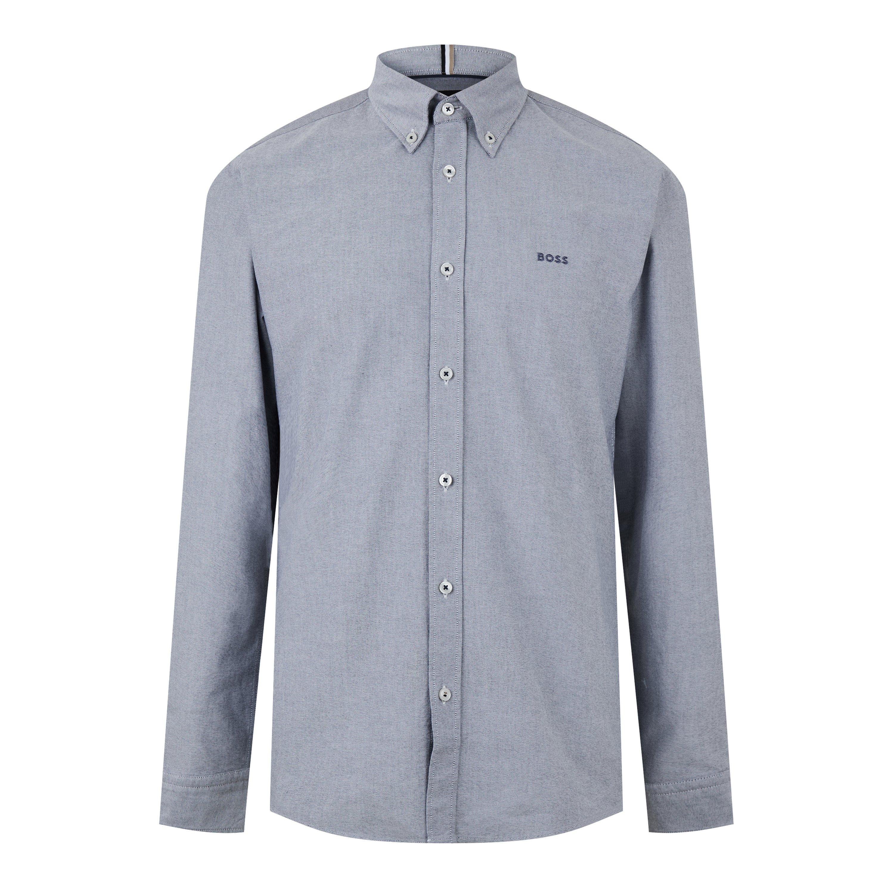 Navy - Boss - Men's H-Roan Long Sleeve Plain Shirt - 1