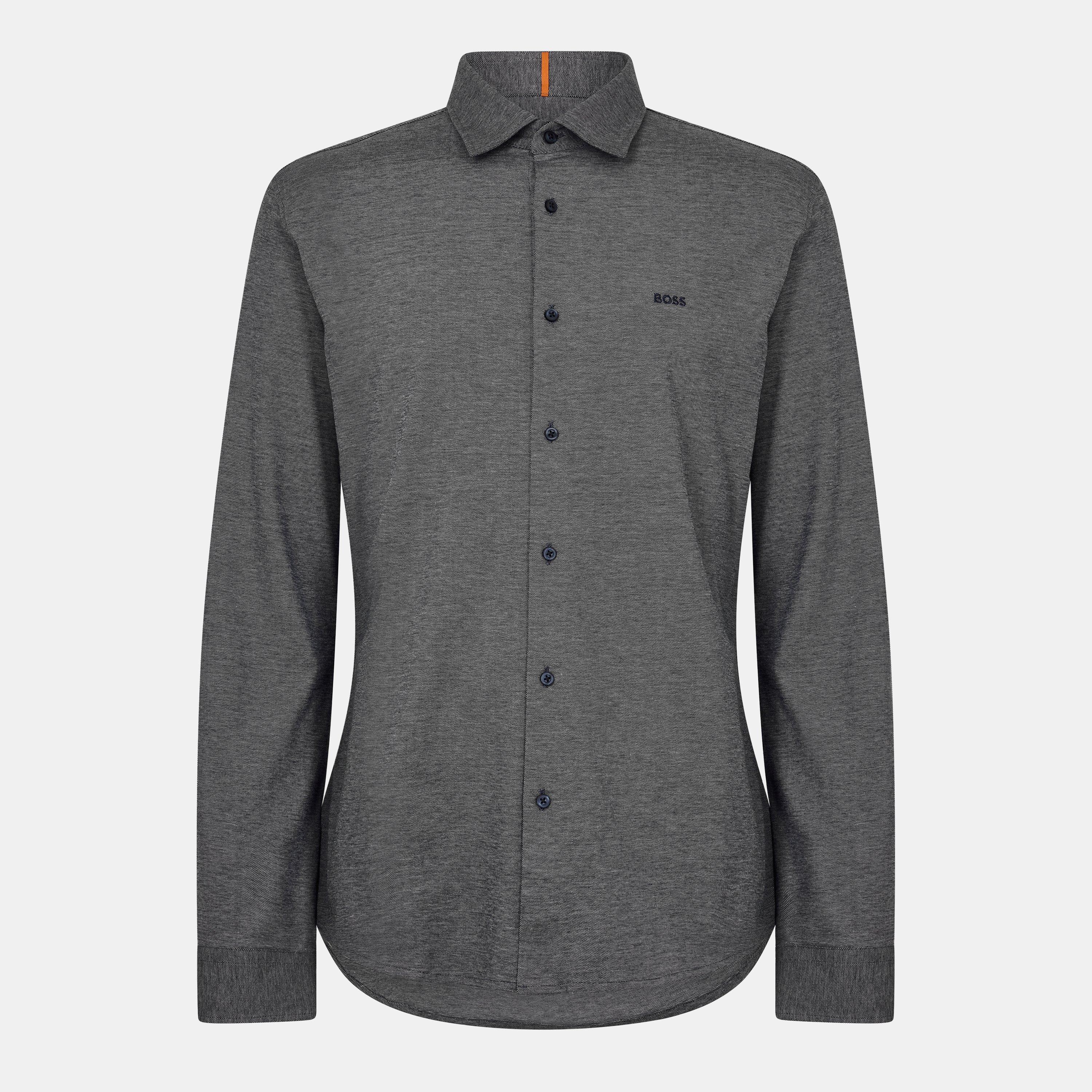 Dark Blue - Boss - Men's Long Sleeve Plain Shirt - 1