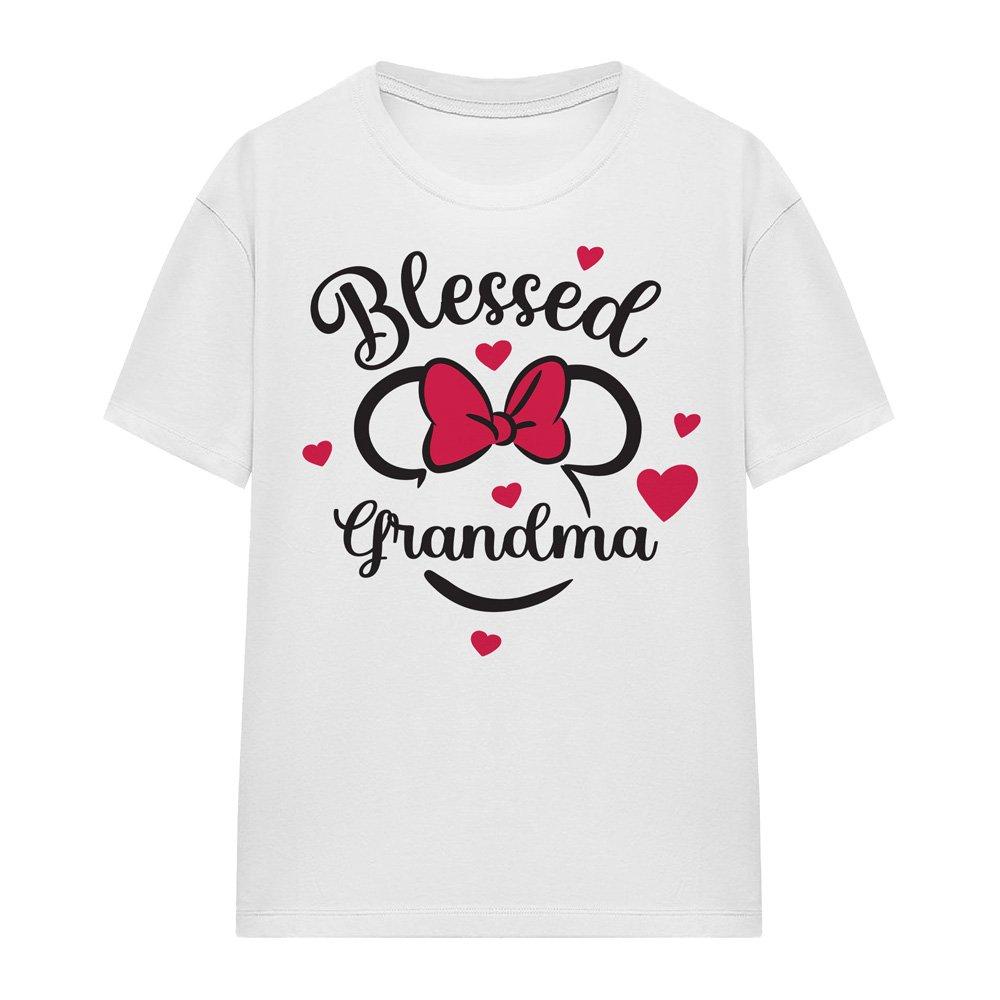White - Disney - Minnie Mouse Head Blessed Grandma T-Shirt White - 4