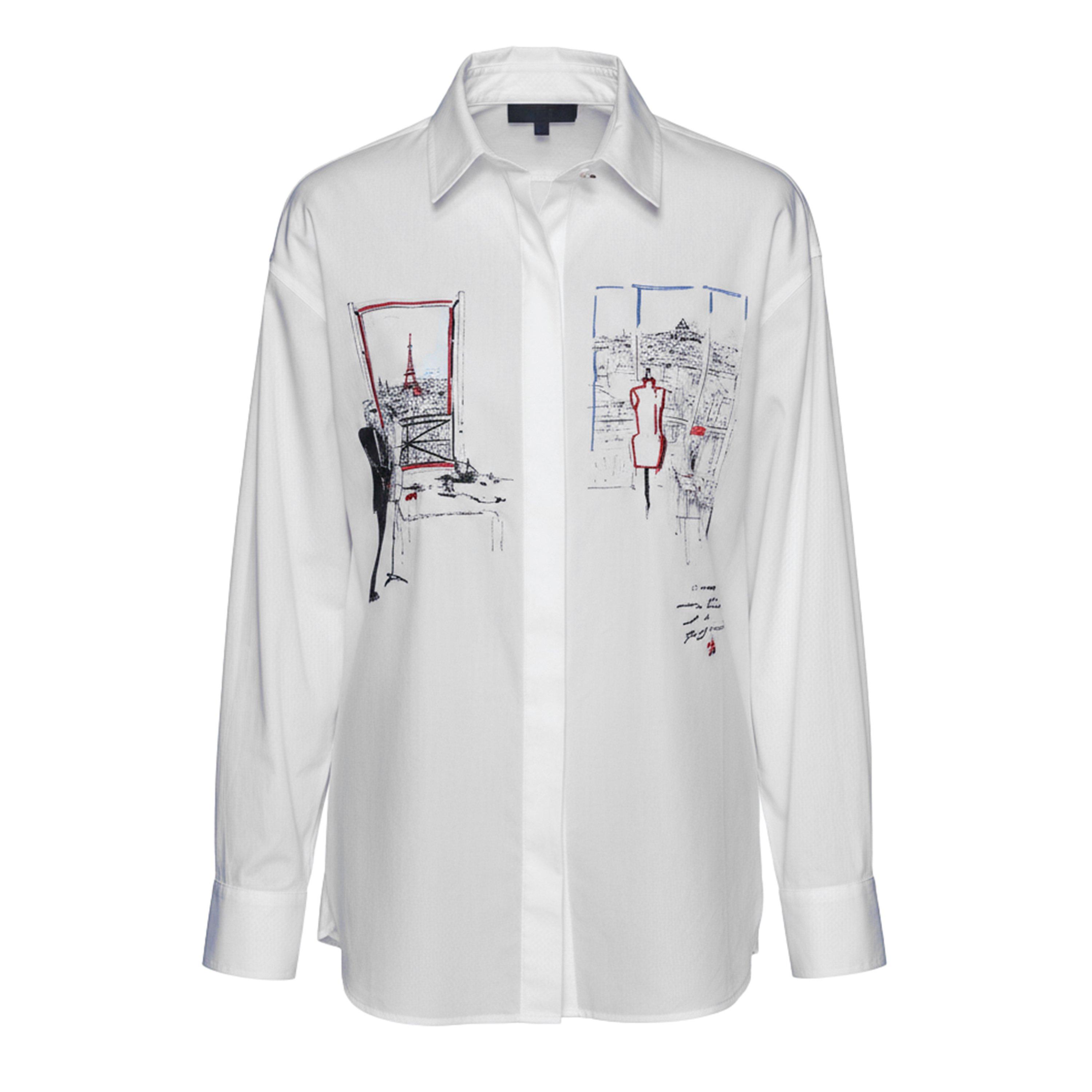 Karl Lagerfeld Women's Sportswear Patterned Long Sleeve Shirt - White - 8 (XS)