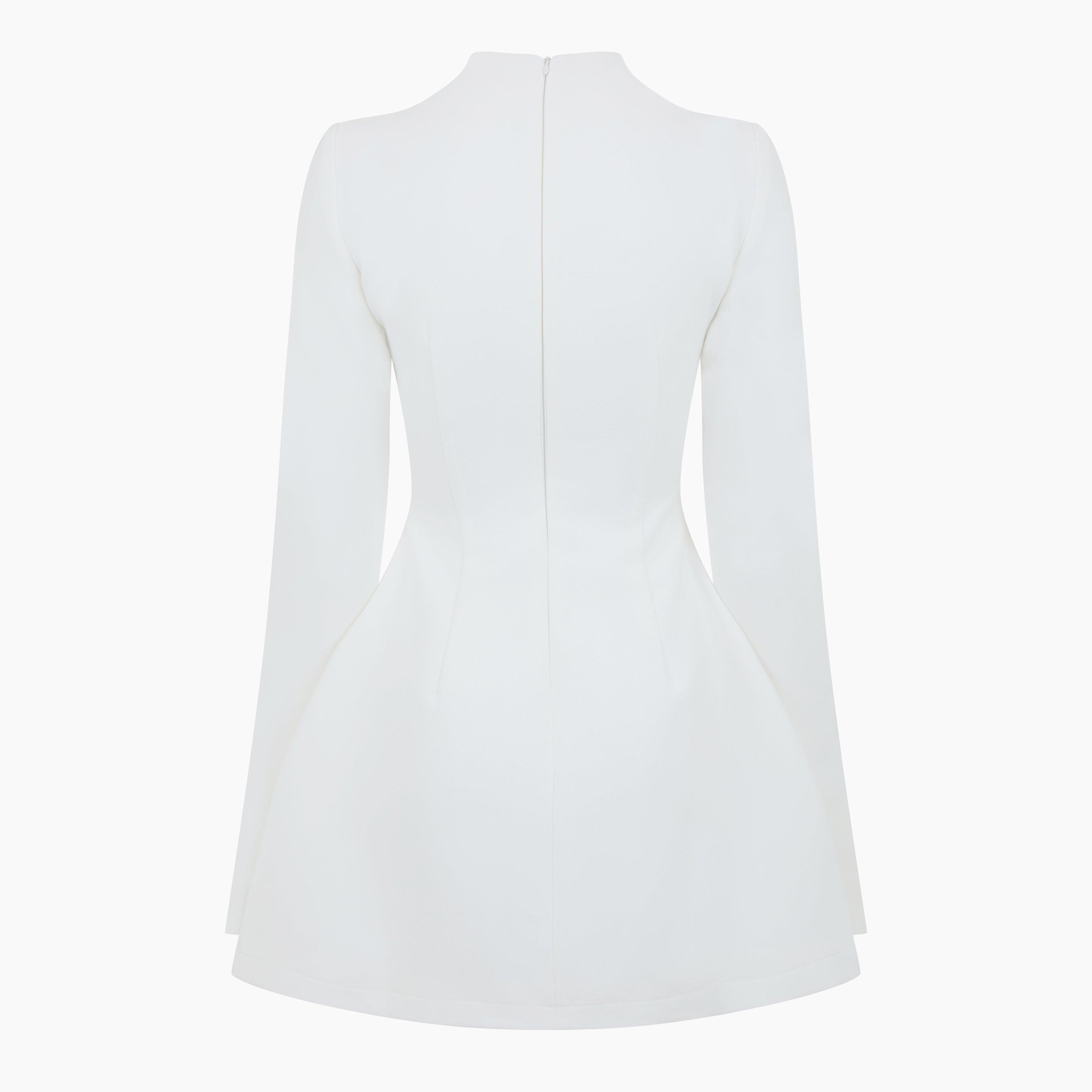 White - Odd Muse - Women's Long Sleeve Mini Dress - 2