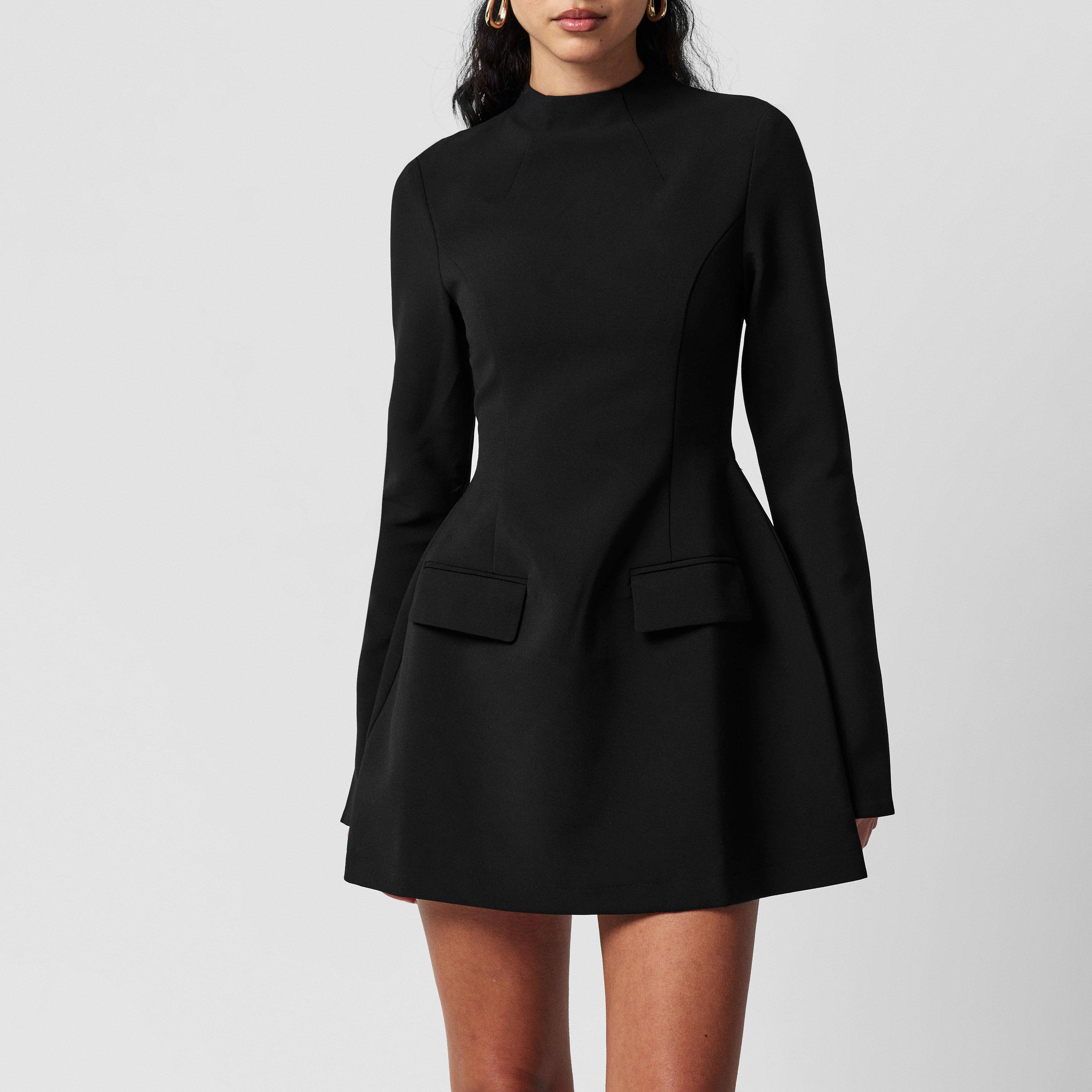 Black - Odd Muse - Women's Long Sleeve Mini Dress - 3