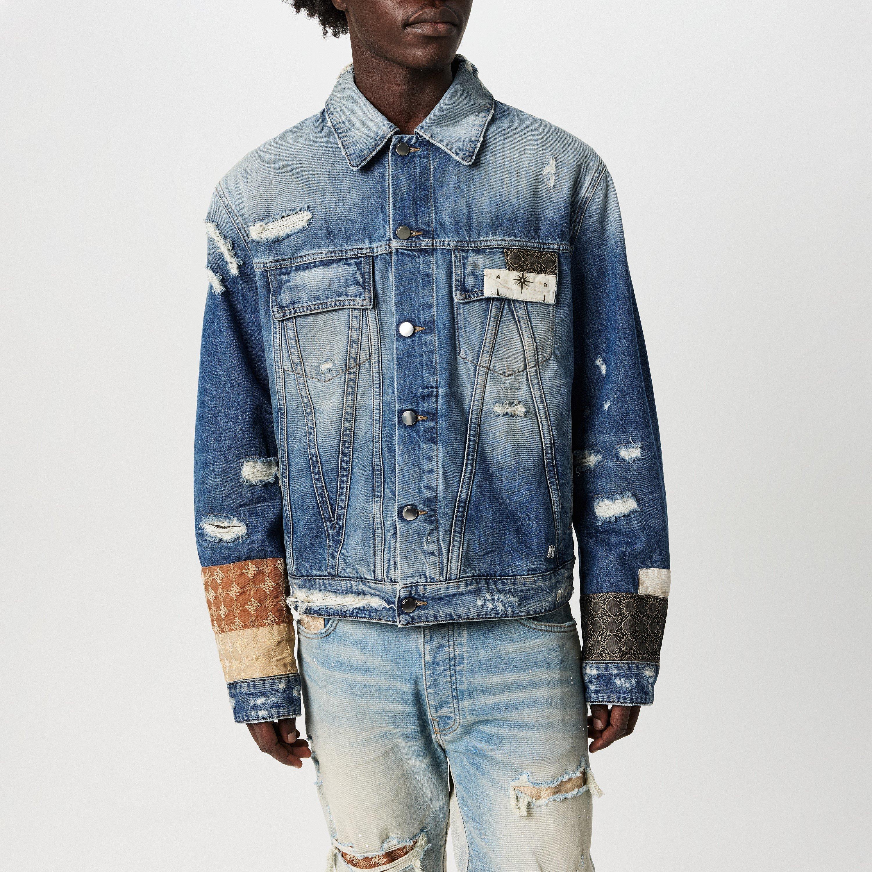 Antique Indigo - Amiri - Men's Airpatch Trucker Distressed Long Sleeve Denim Jacket - 3