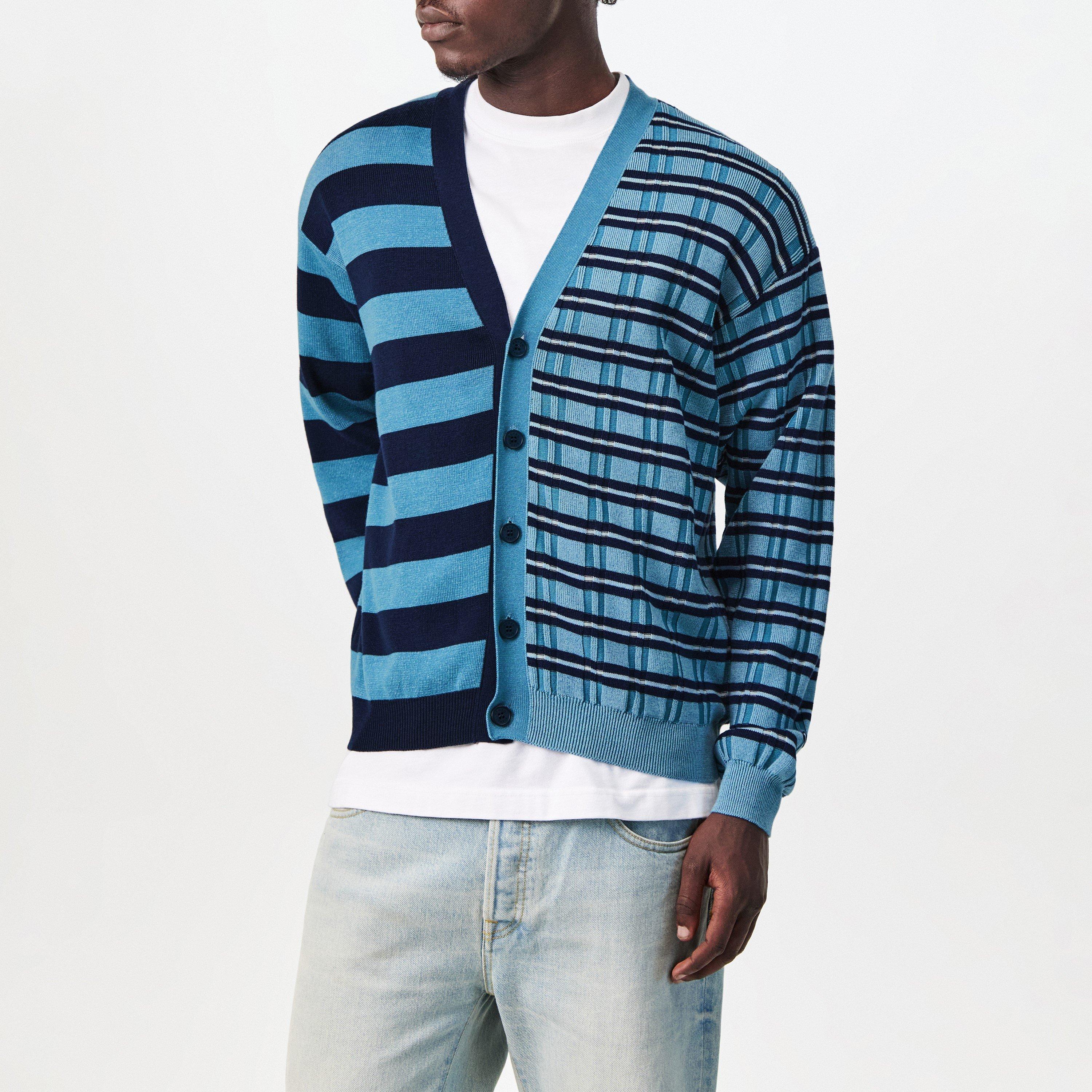 Blue - Kenzo - Men's Stripe Pattern Cardigan - 3