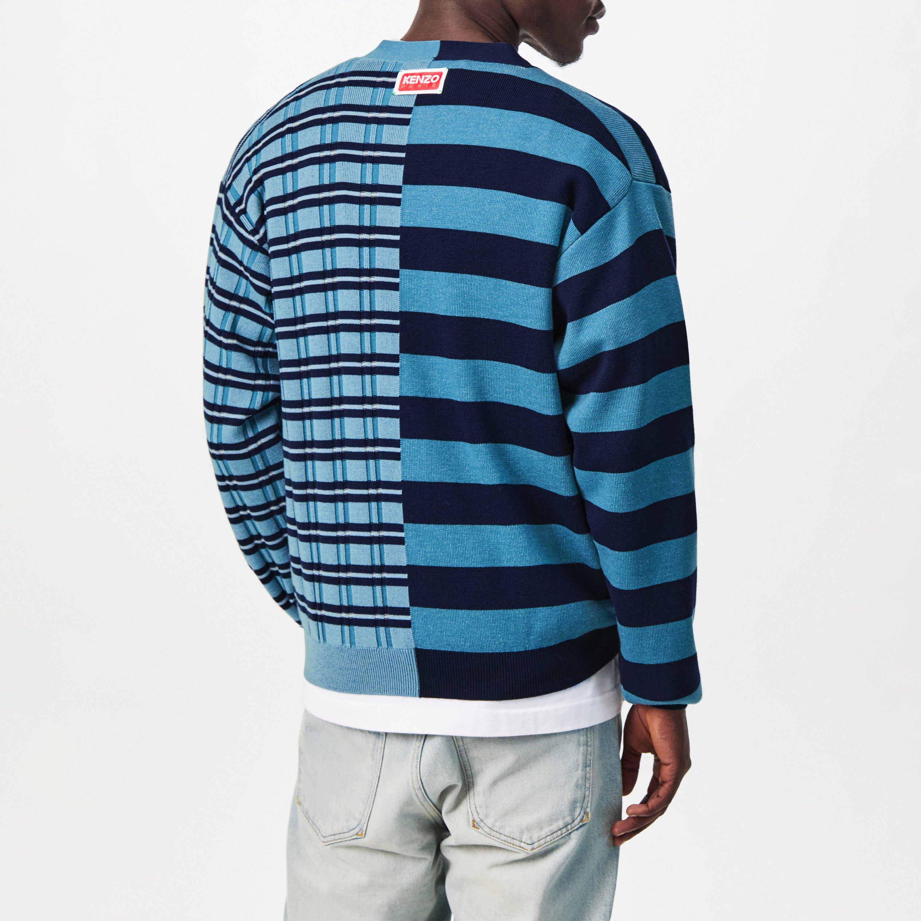 Blue - Kenzo - Men's Stripe Pattern Cardigan - 4