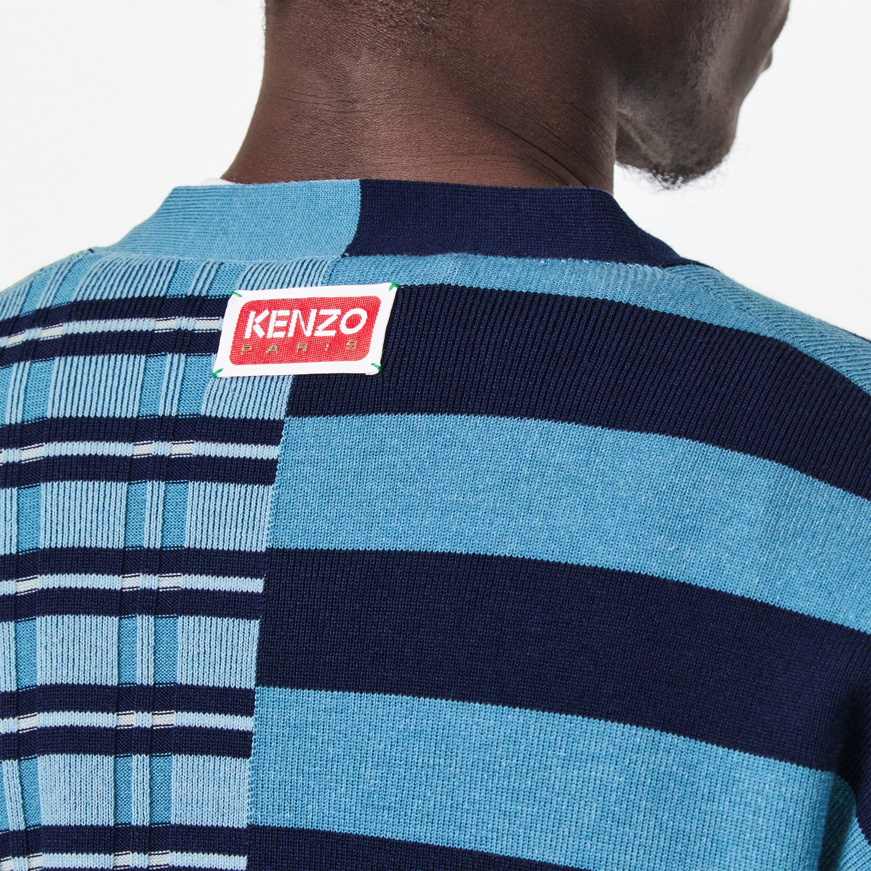 Blue - Kenzo - Men's Stripe Pattern Cardigan - 5