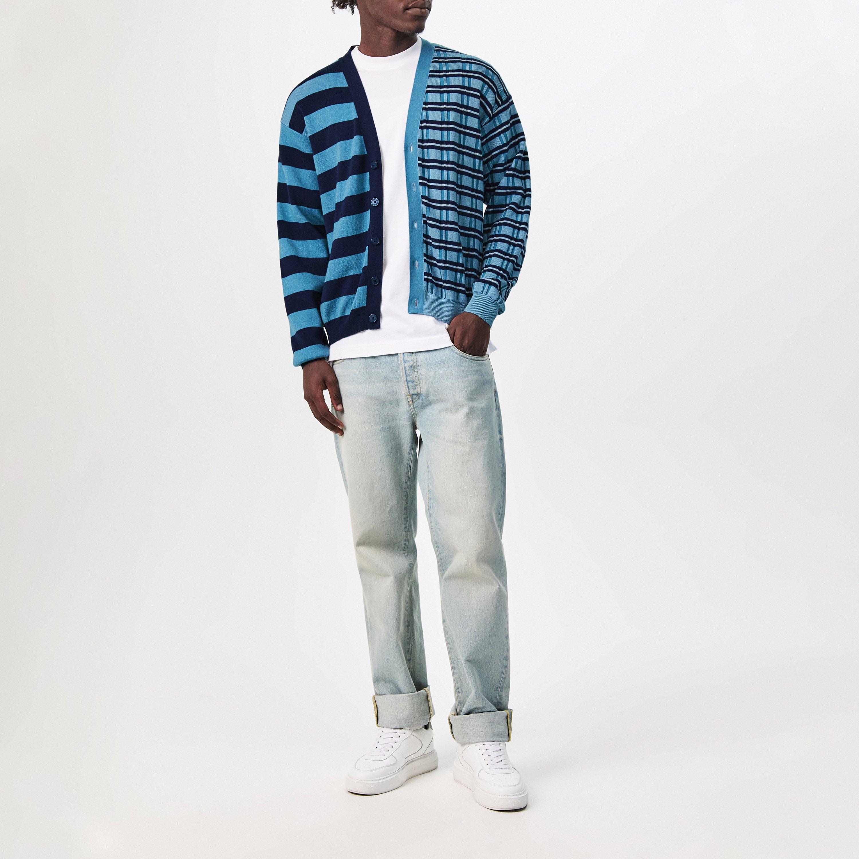 Blue - Kenzo - Men's Stripe Pattern Cardigan - 6
