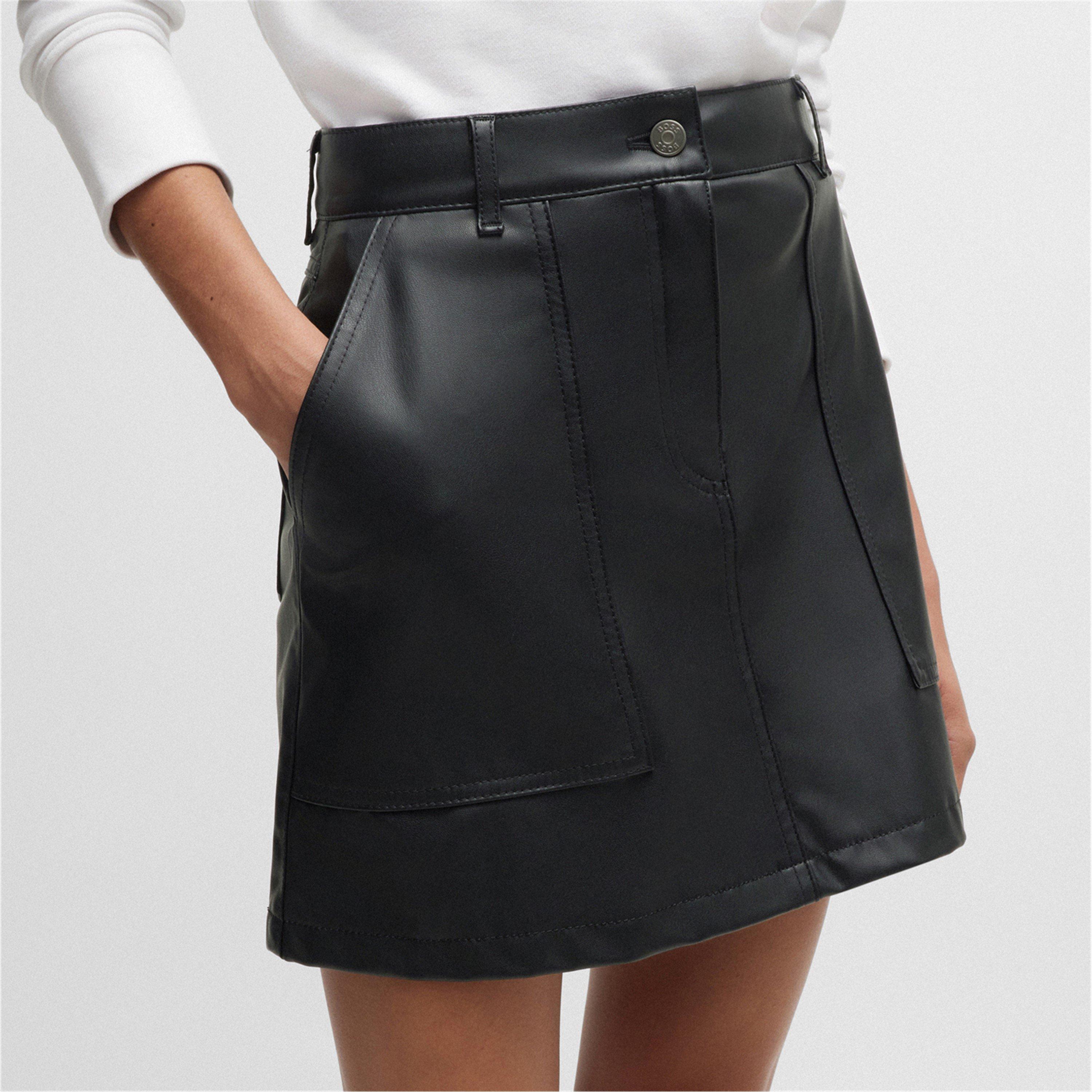 Black - Boss - Women's C Vite Leather Skirt - 2
