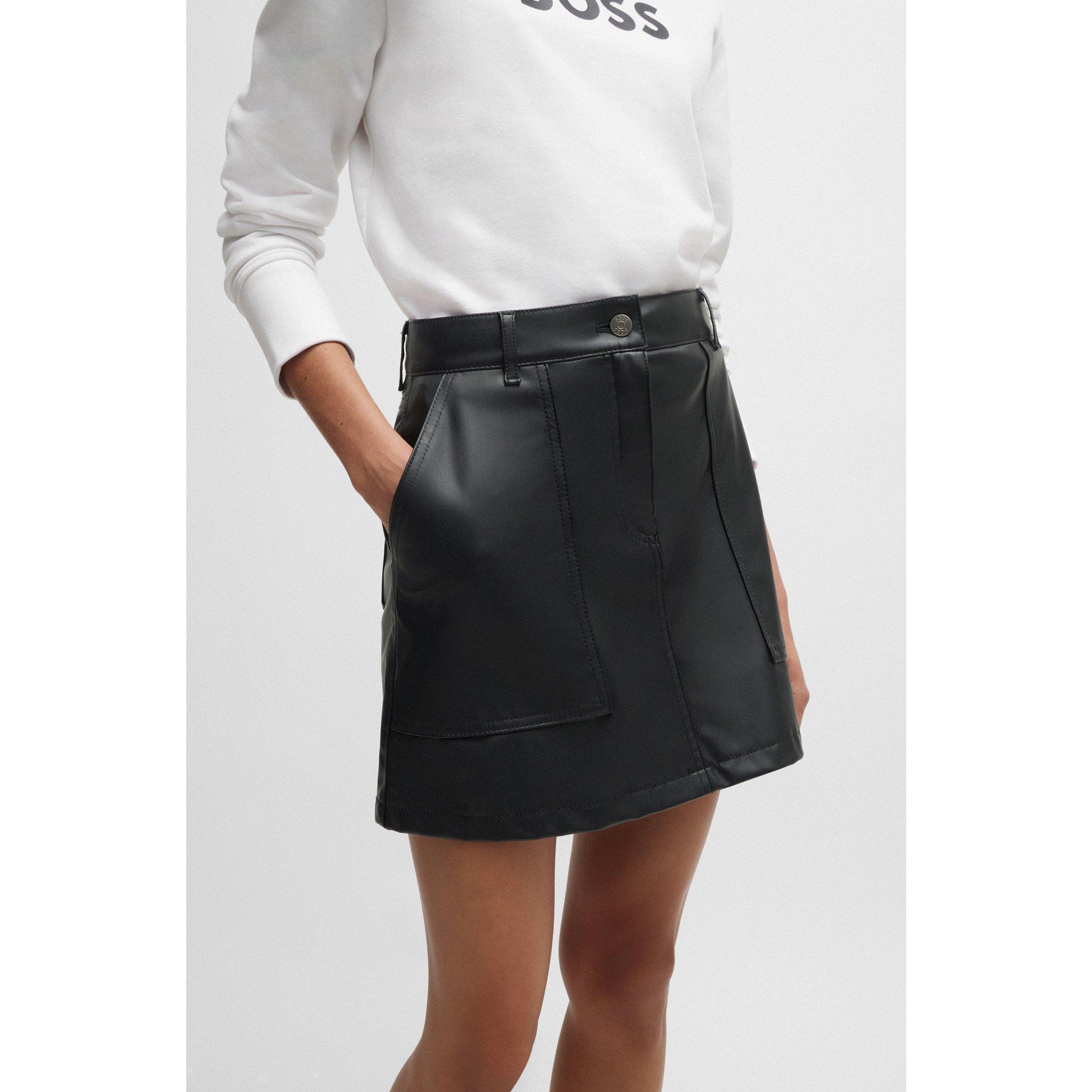 Black - Boss - Women's C Vite Leather Skirt - 3