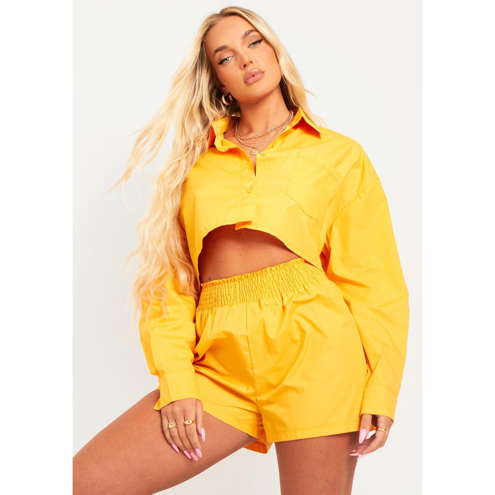Orange - Missy Empire - Cotton Crop Shirt