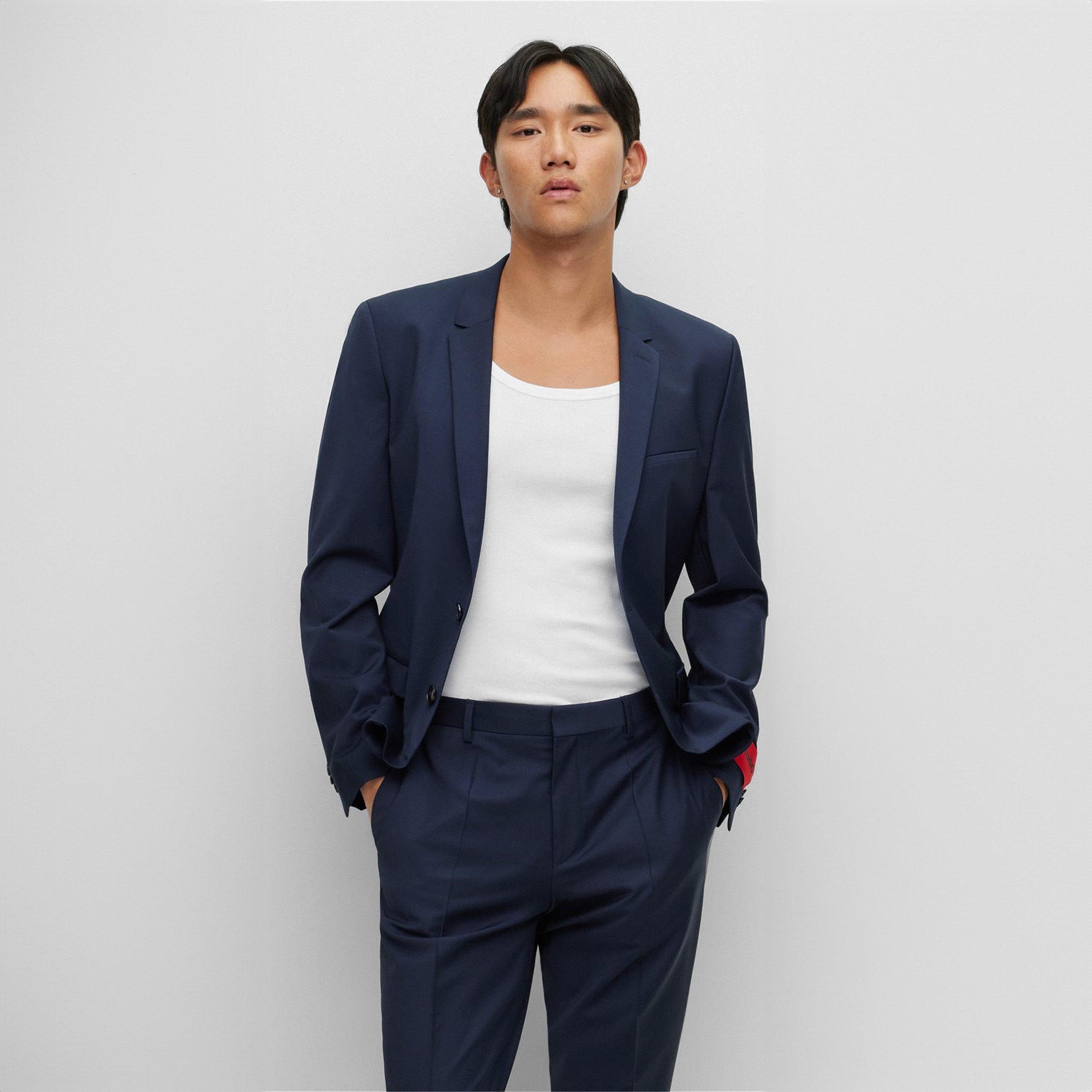 Dark Blue 405 - Hugo - Men's Tailored Fit Blazer - 2