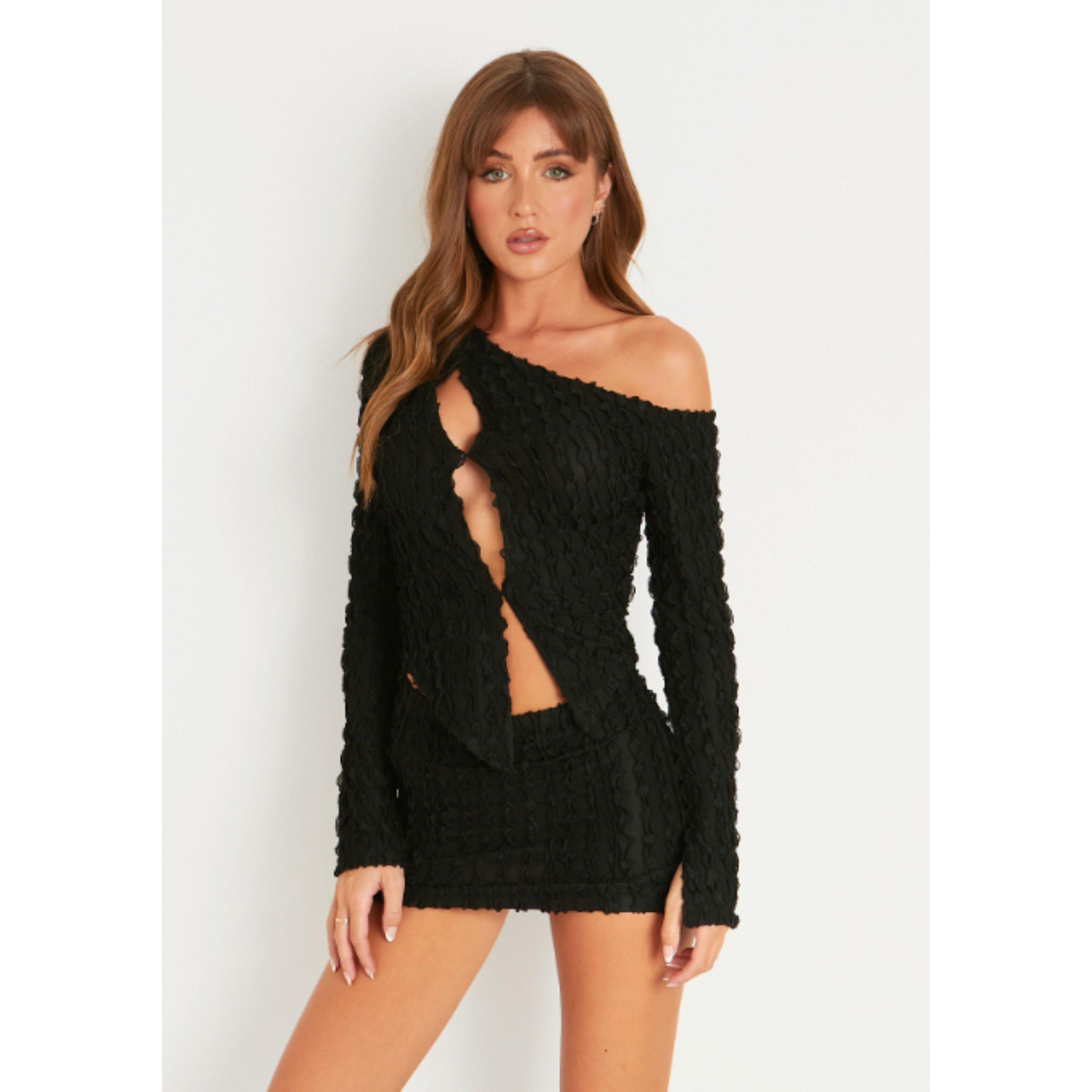 Missy Empire Women's Textured Micro Mini Skirt - Black - 6 (2XS)