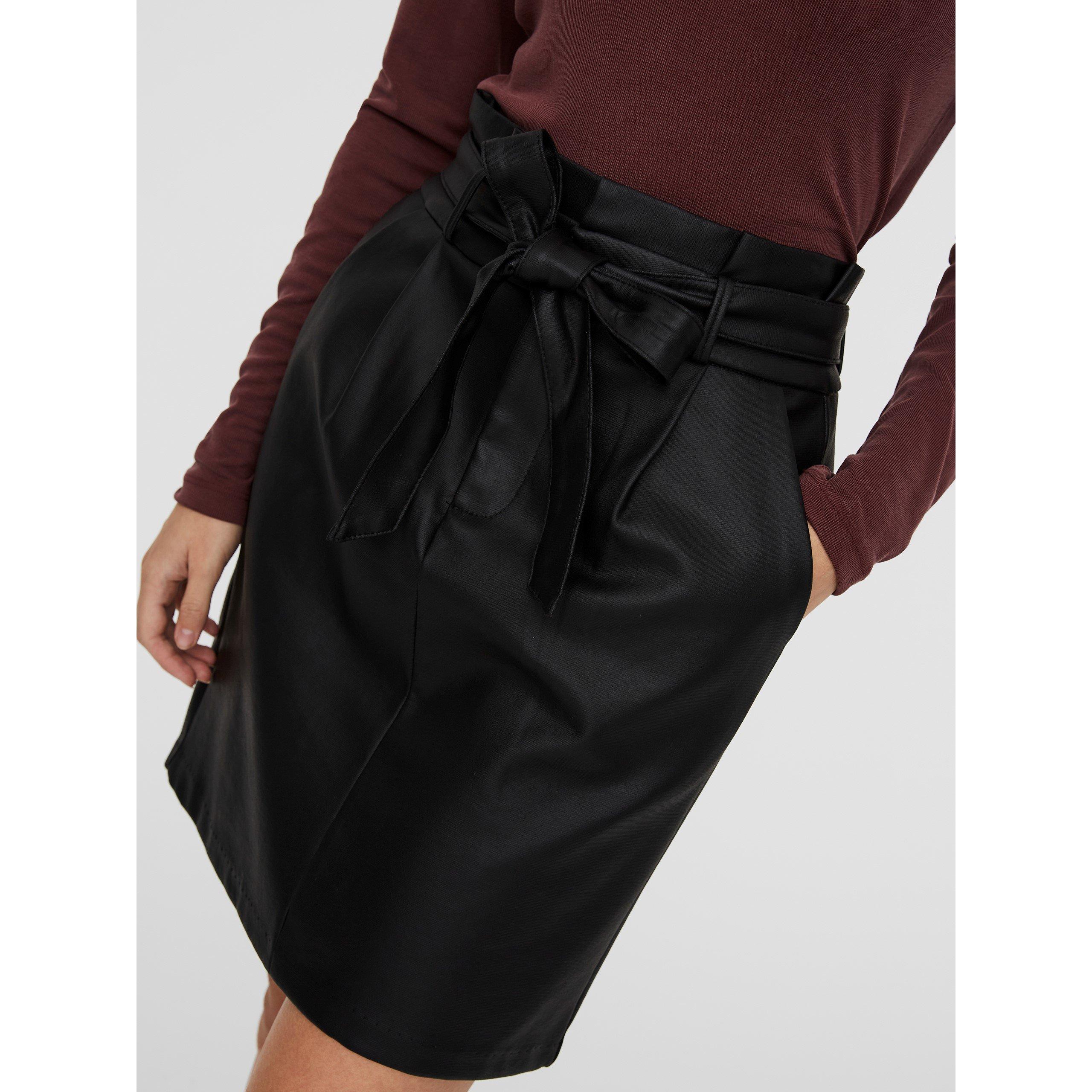 Zwart - Vero Moda - Women's Faux Leather Mini Skirt - 3