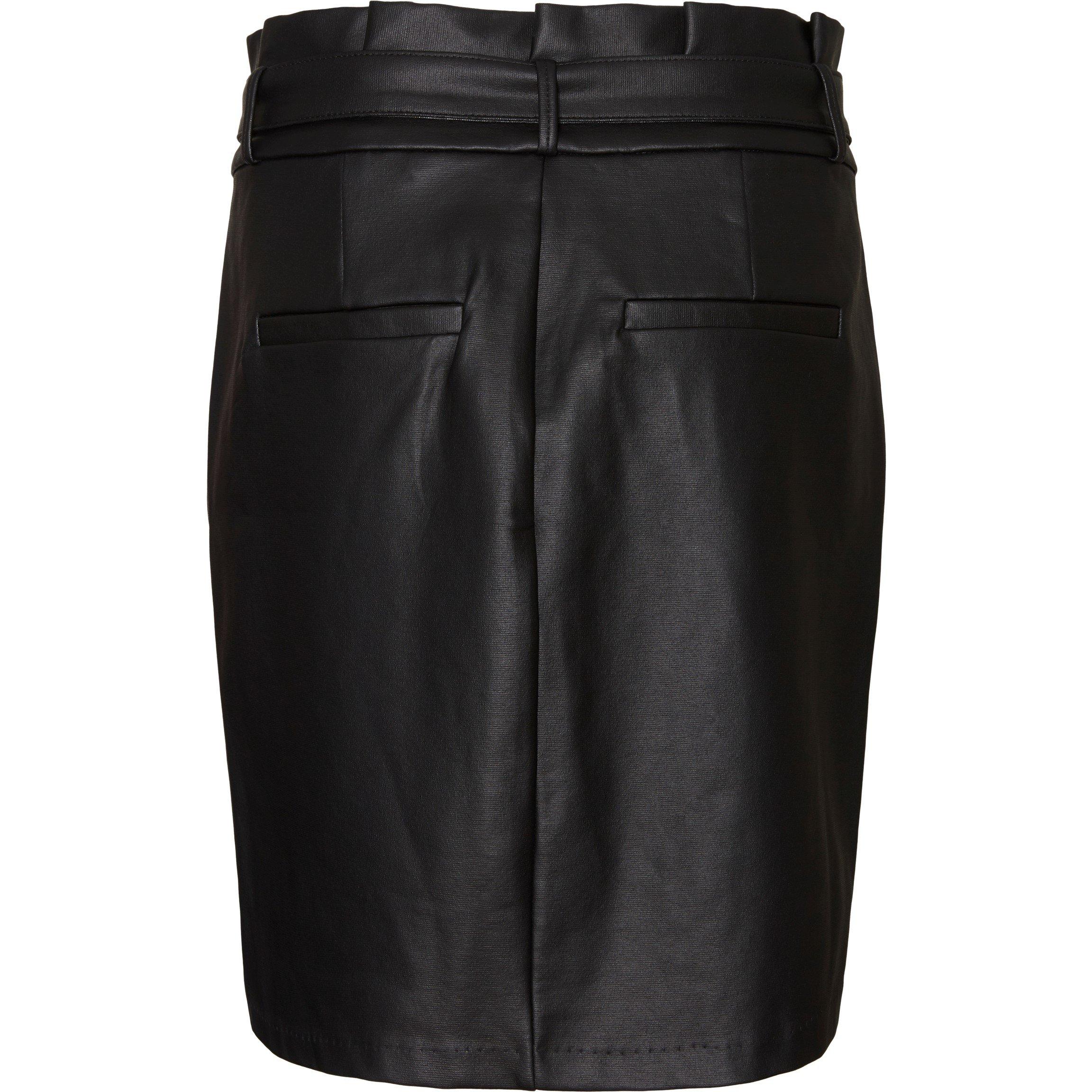 Zwart - Vero Moda - Women's Faux Leather Mini Skirt - 7