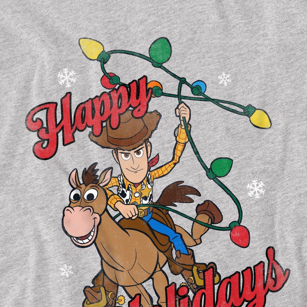 Grey - Toy Story - Toy Story Woody Happy Holidays Mens T-Shirt Grey - 2