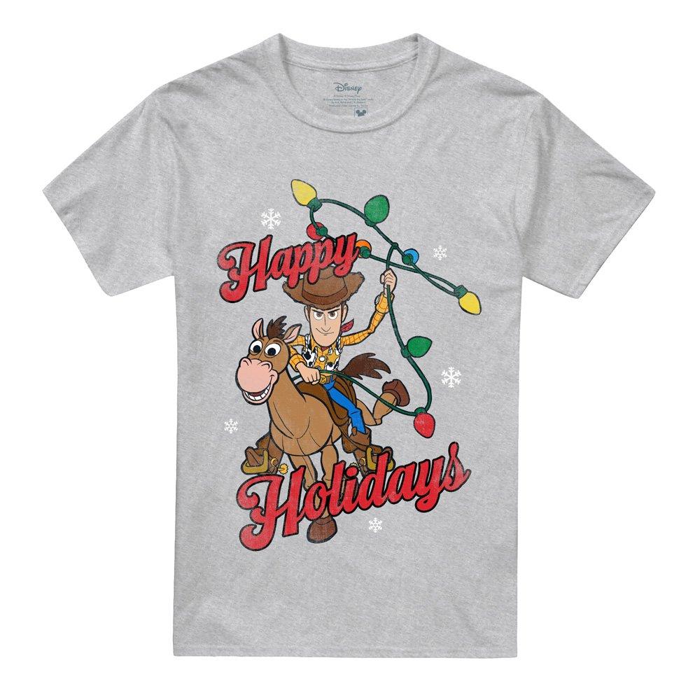 Grey - Toy Story - Toy Story Woody Happy Holidays Mens T-Shirt Grey - 4