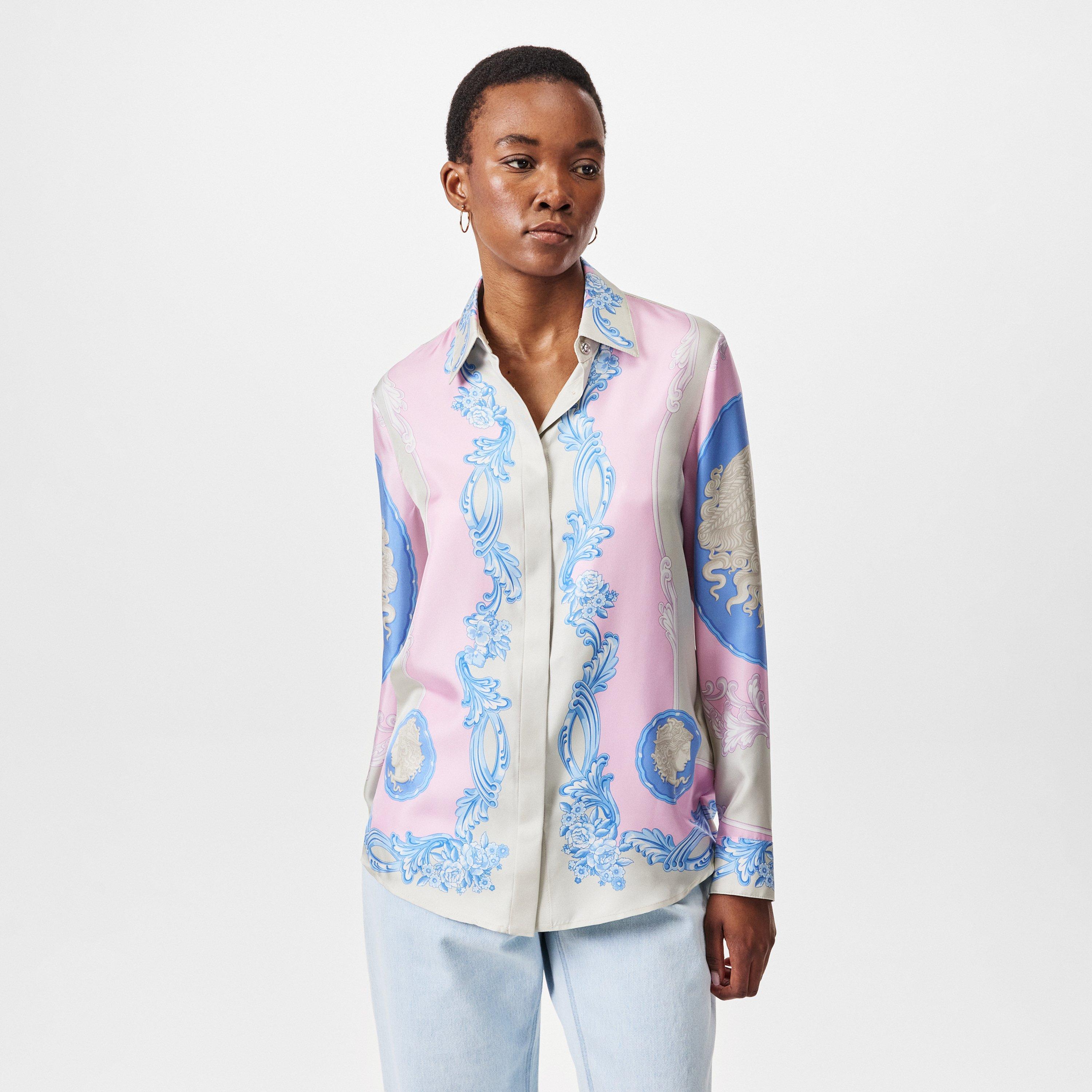 Pstl Pnk/Gry - Versace - Cameo Silk Shirt - 3