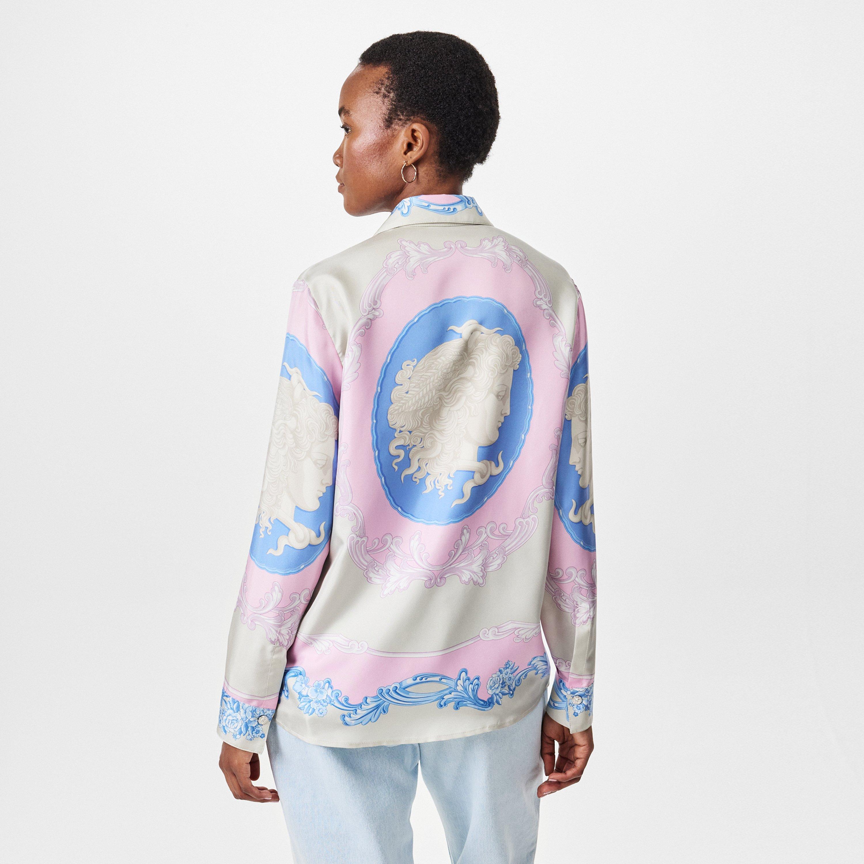 Pstl Pnk/Gry - Versace - Cameo Silk Shirt - 4