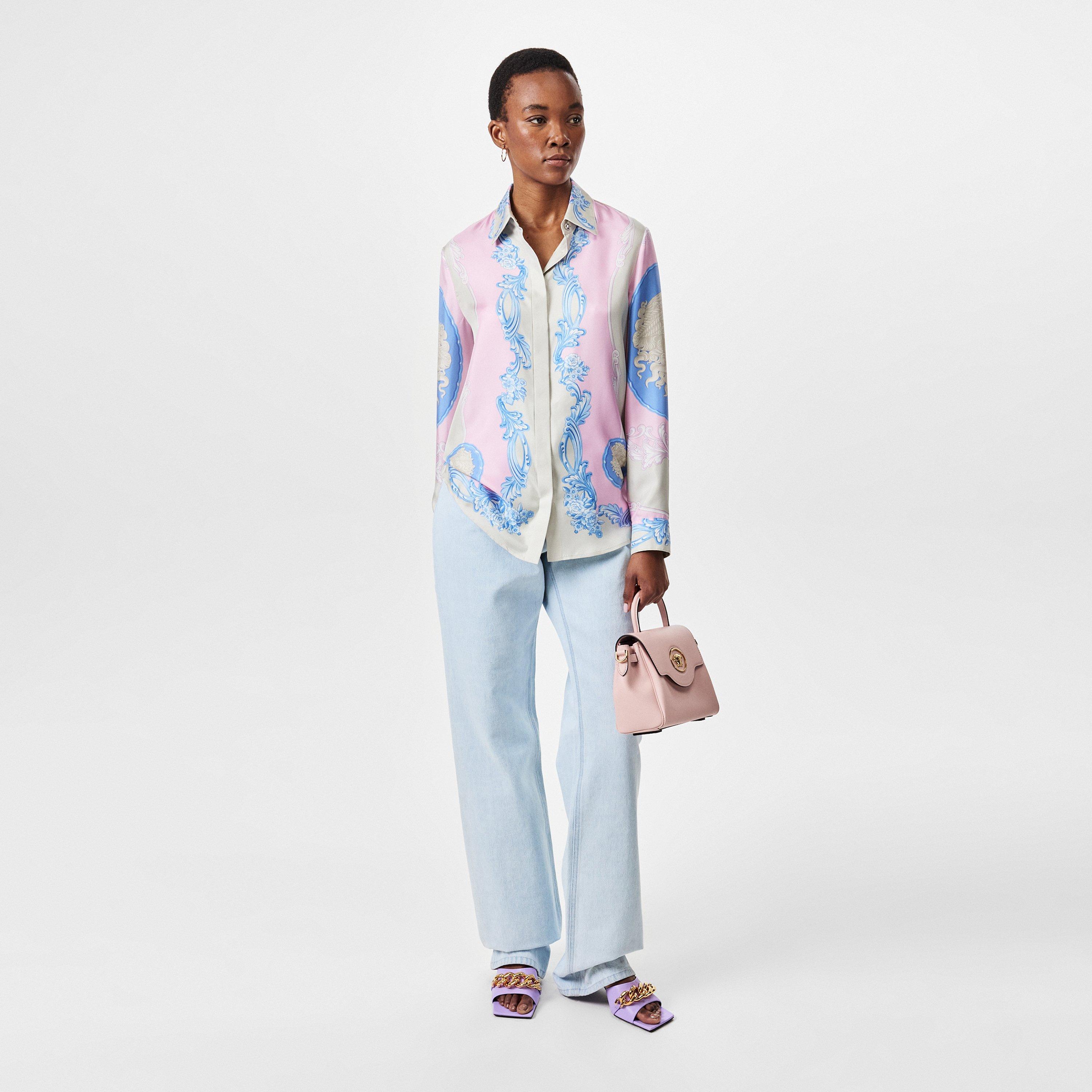 Pstl Pnk/Gry - Versace - Cameo Silk Shirt - 6