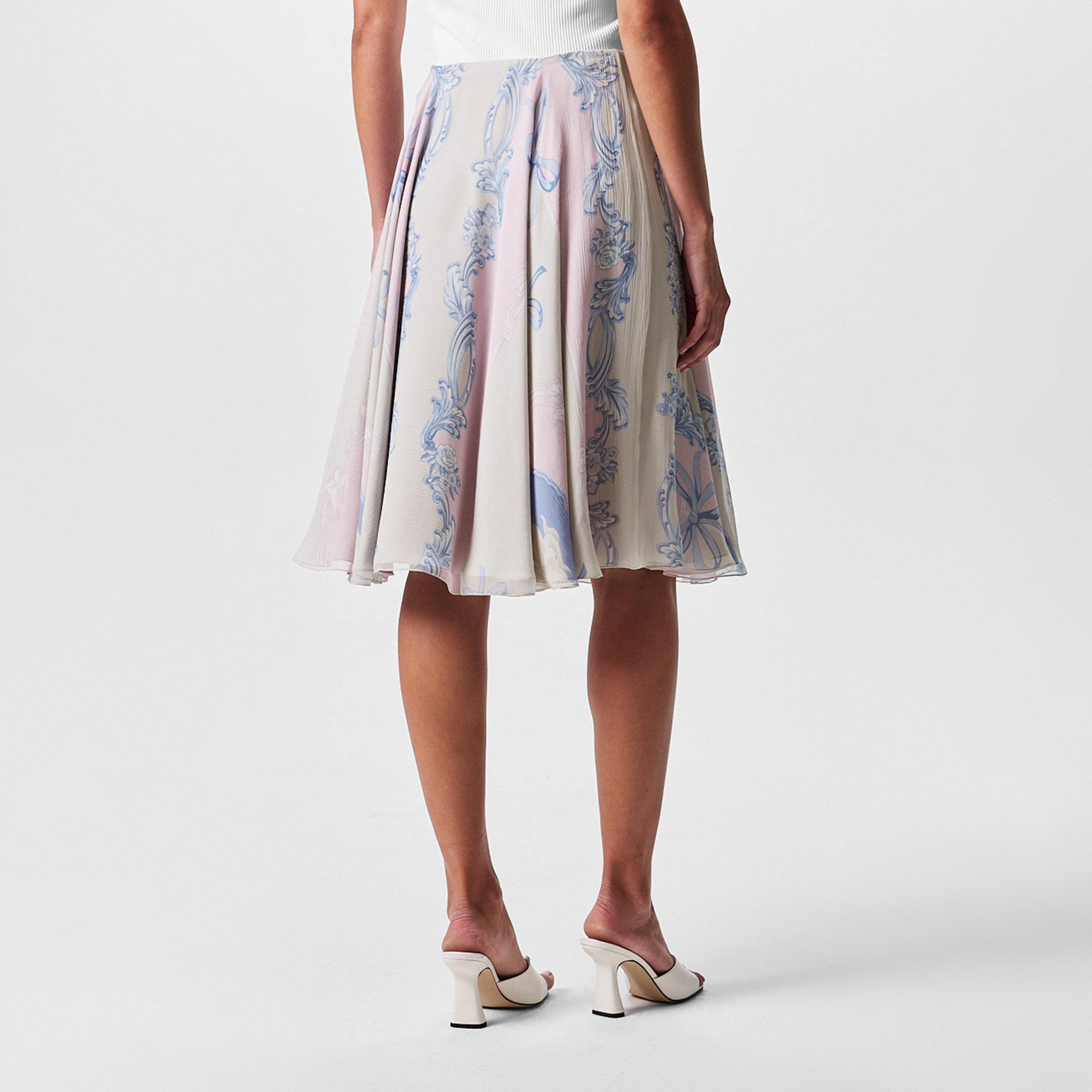 Pstl Pnk/Gry - Versace - Women's Silk Midi Skirt - 4