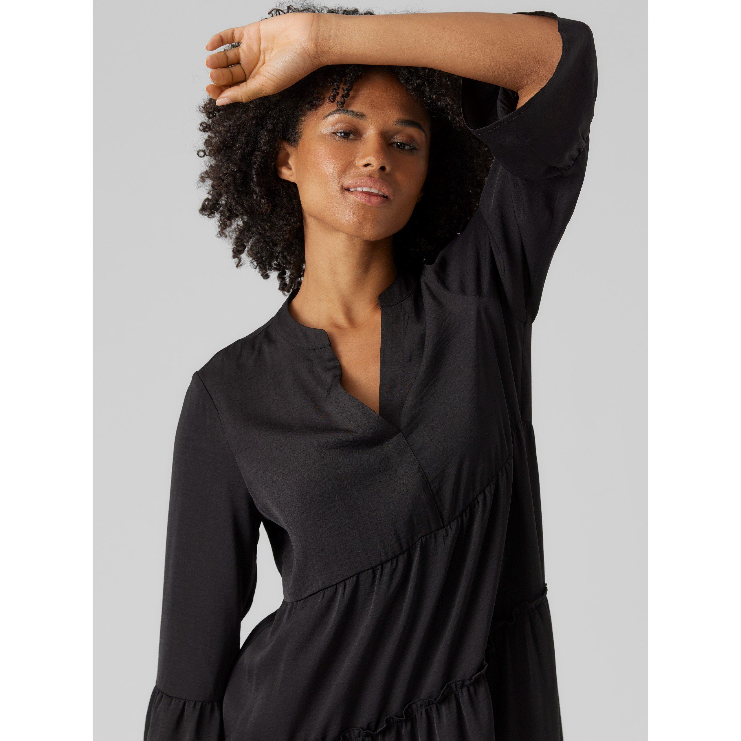 Crna - Vero Moda - Women's Katrine Long-Sleeve Shirt Dress - 4