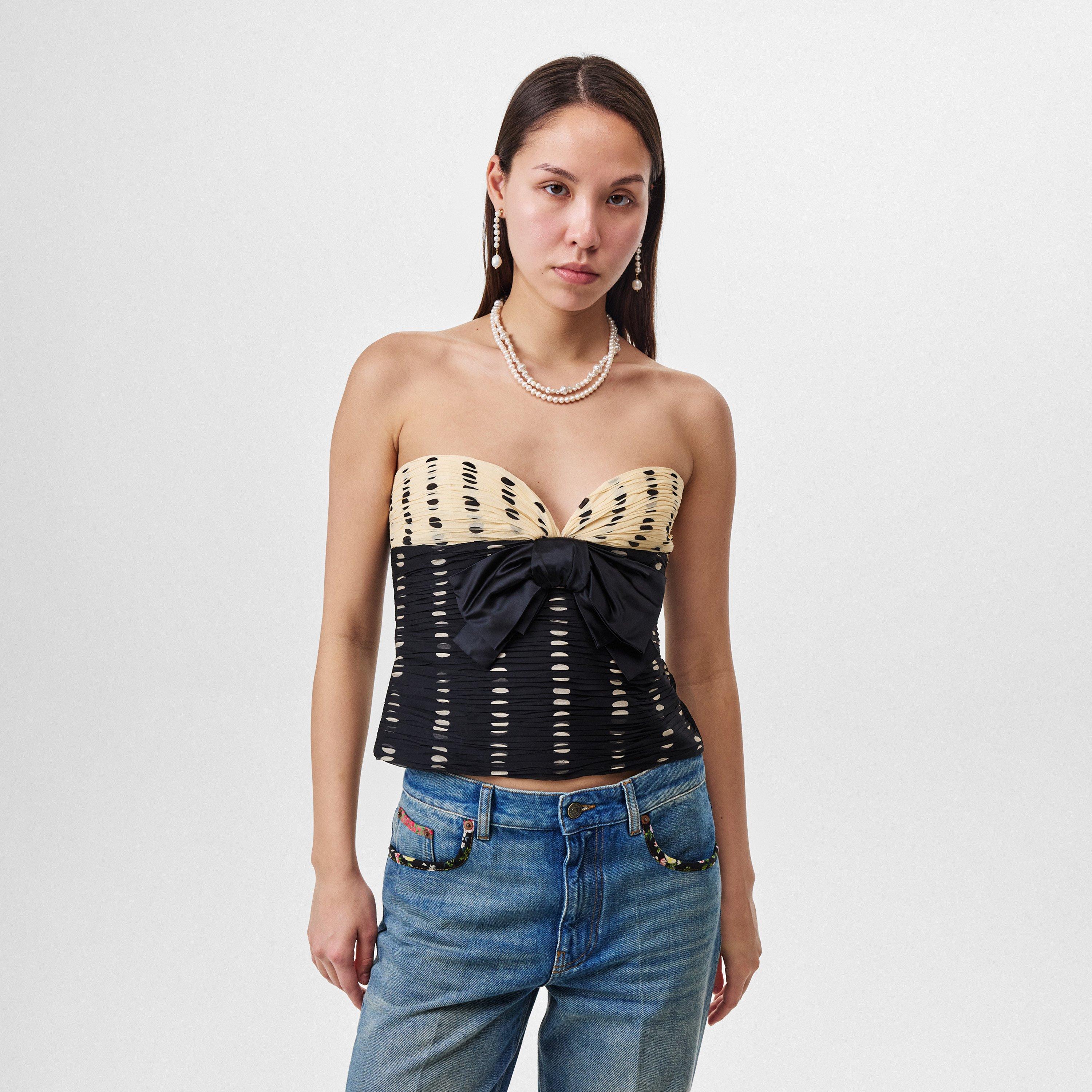 Nero/Betulla - Valentino - Bow Detail Silk Top - 3