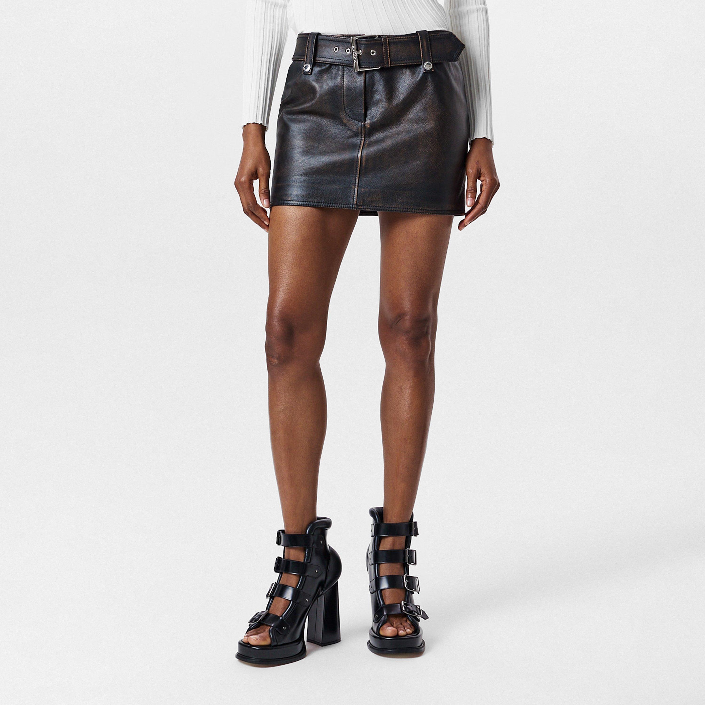 Dark Brown/Tan - Alexander McQueen - Women's Alex Peeling Mini Skirt - 3