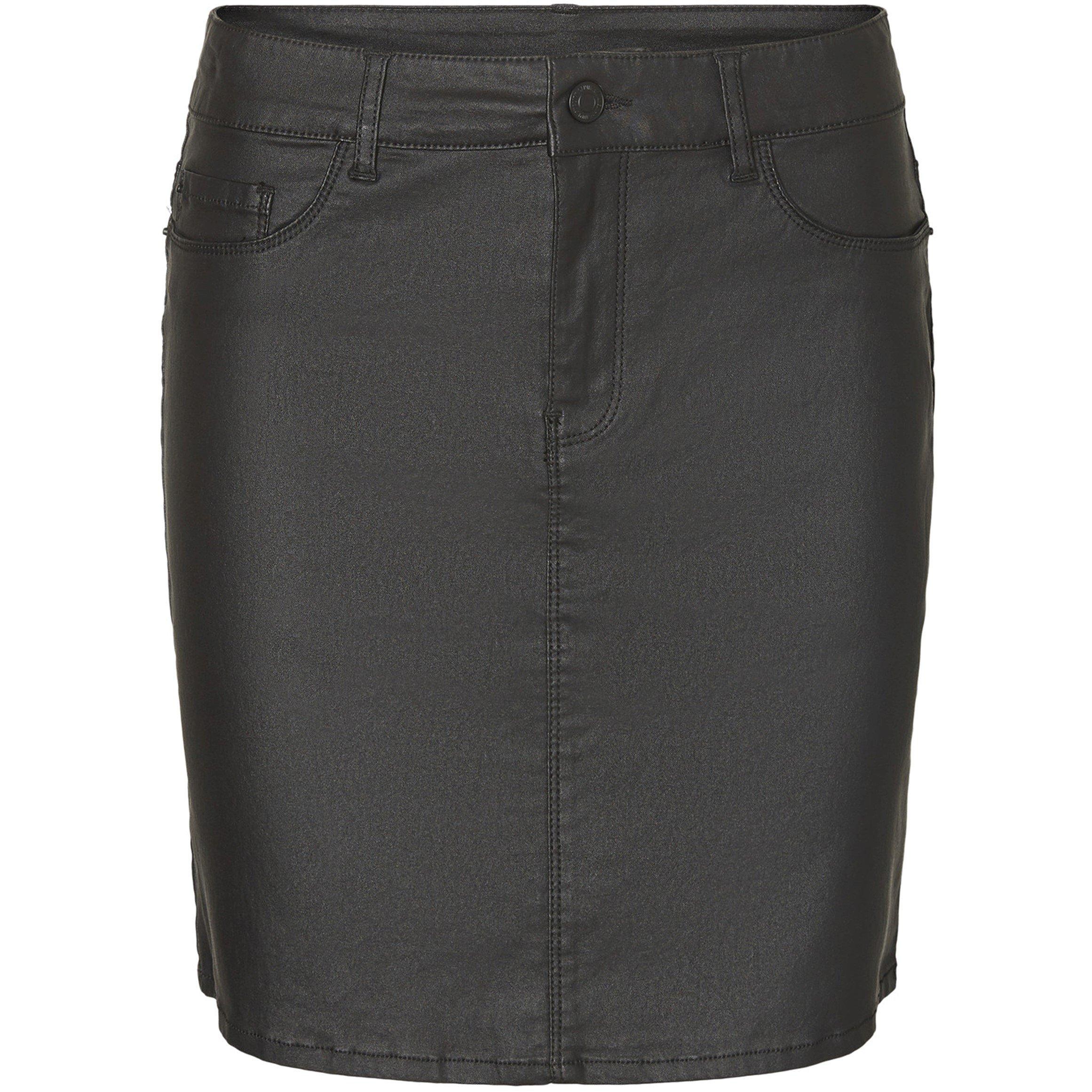 Vero Moda Petite Women's Vmseven Coated Mini Skirt - Black - 12 (M)