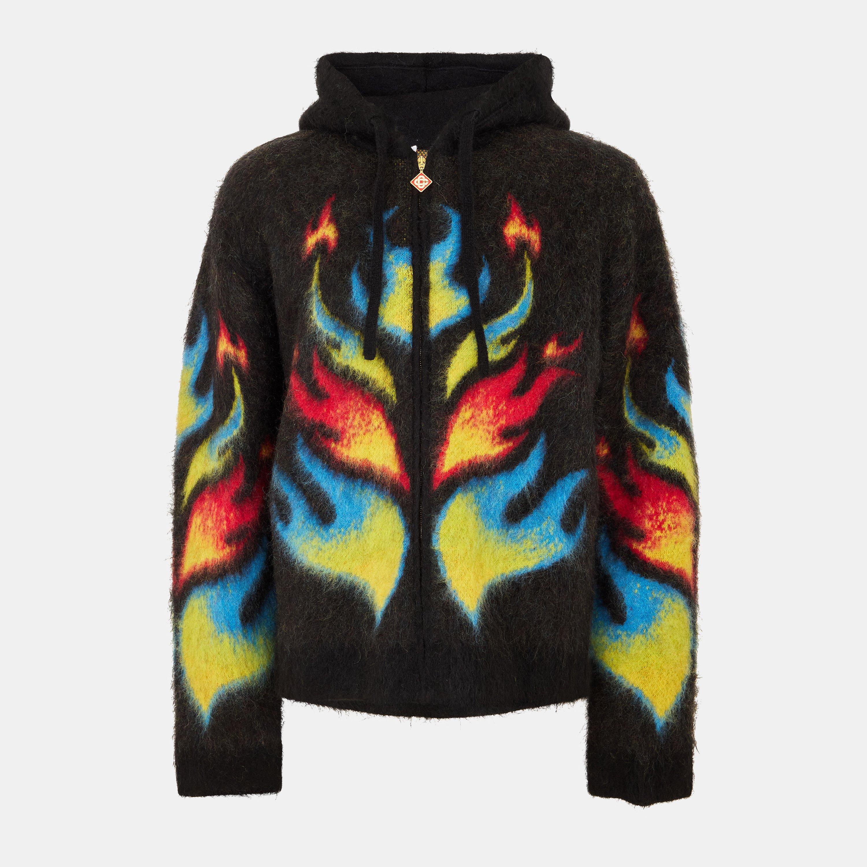 Casablanca Men's Flame Zipped Knitted Top - Black - Large