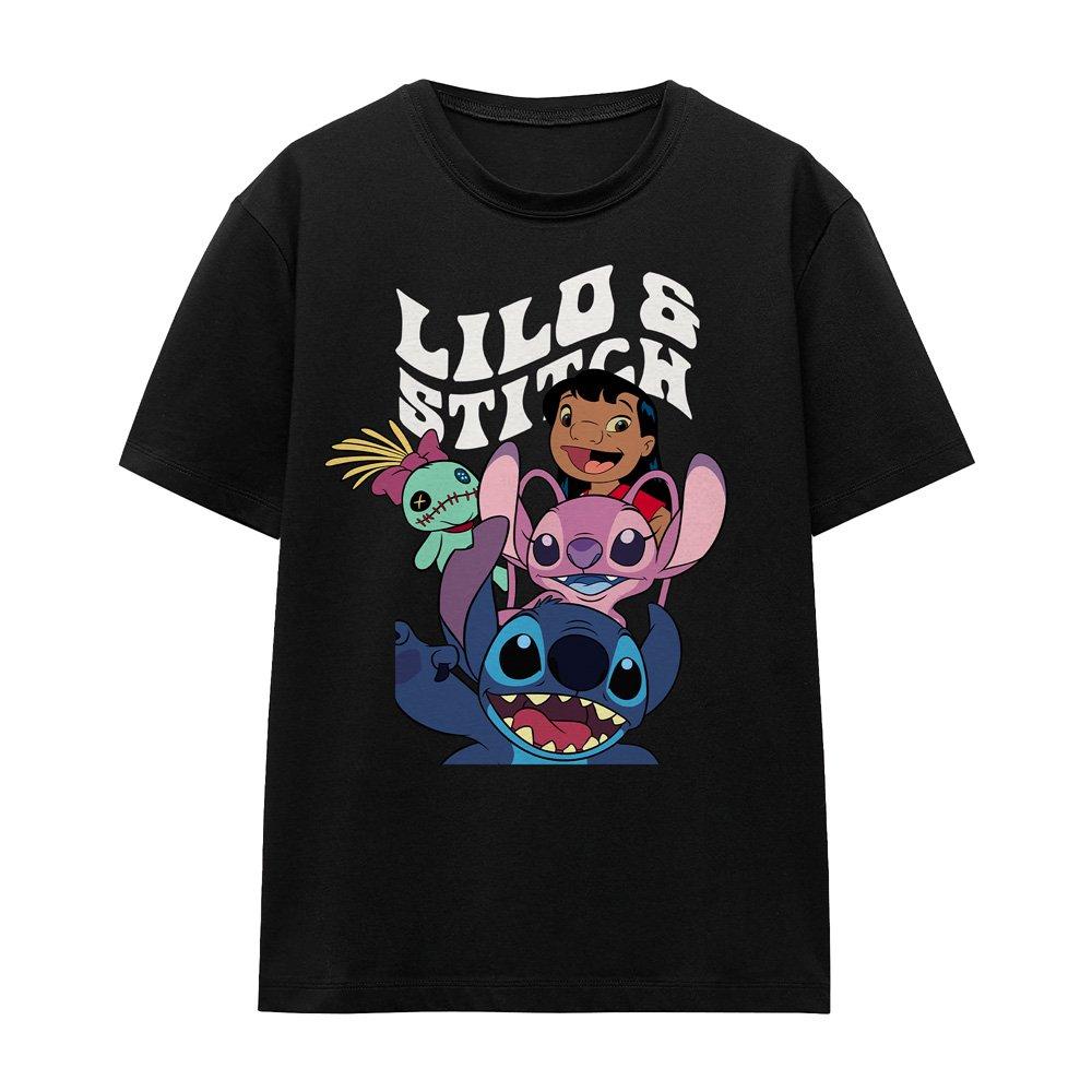Black - Disney - Lilo Stitch Character Montage T-Shirt Black - 4