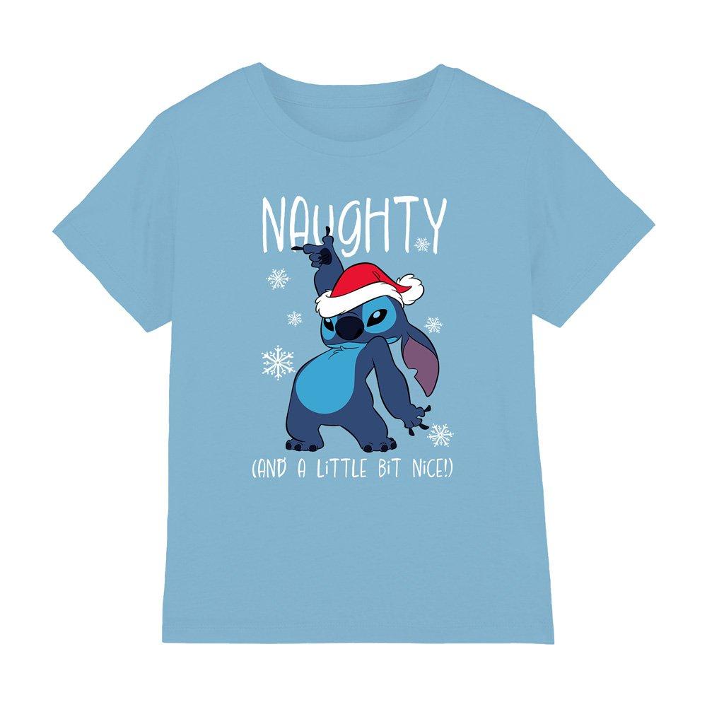 Light Blue - Disney - Stitch Naughty Santa Hat T-Shirt - 1