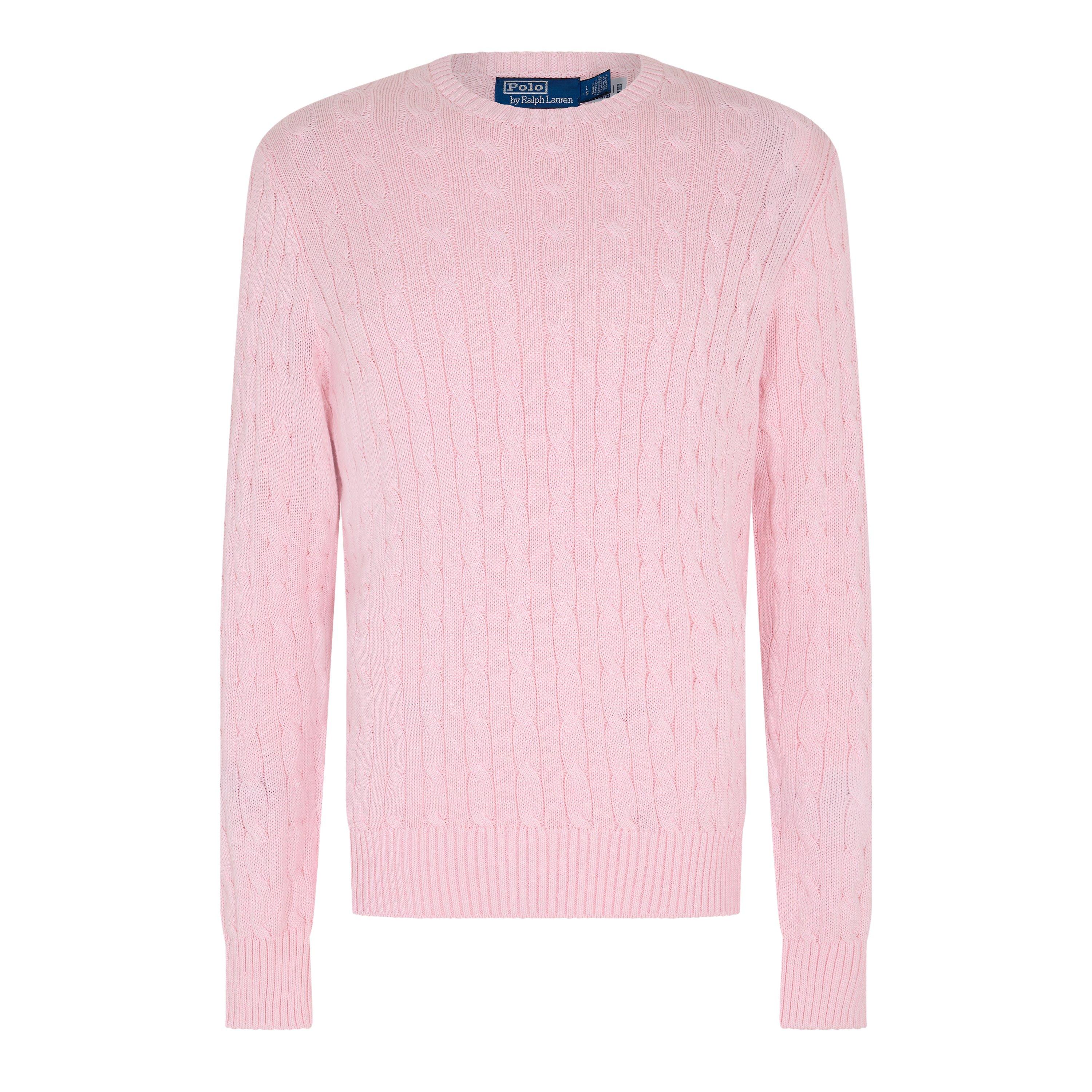 Ralph Lauren Men's Ballet Pink Knitted Crew Neck Jumper - L