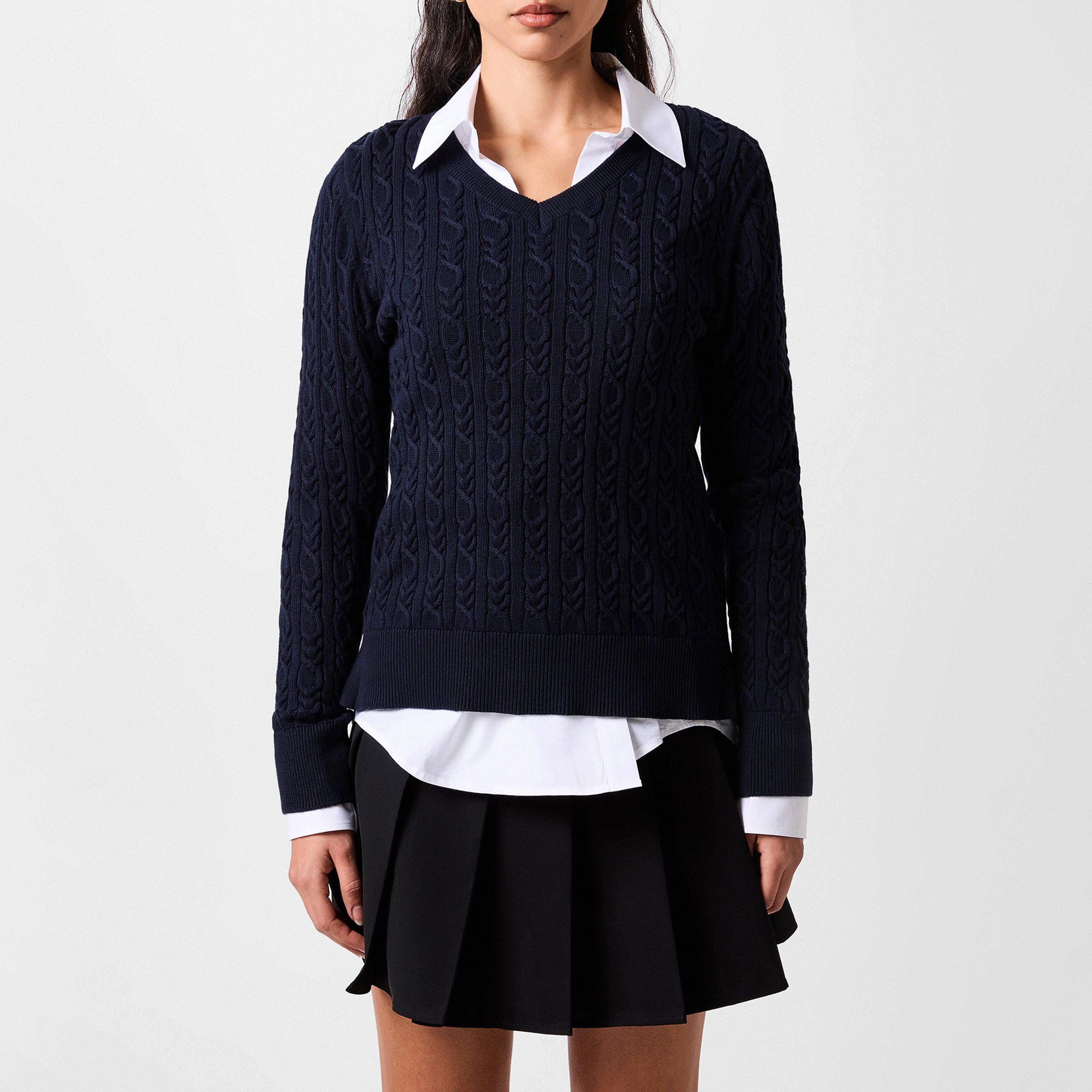 Navy - Barbour - Hampton V-Neck Knit - 3