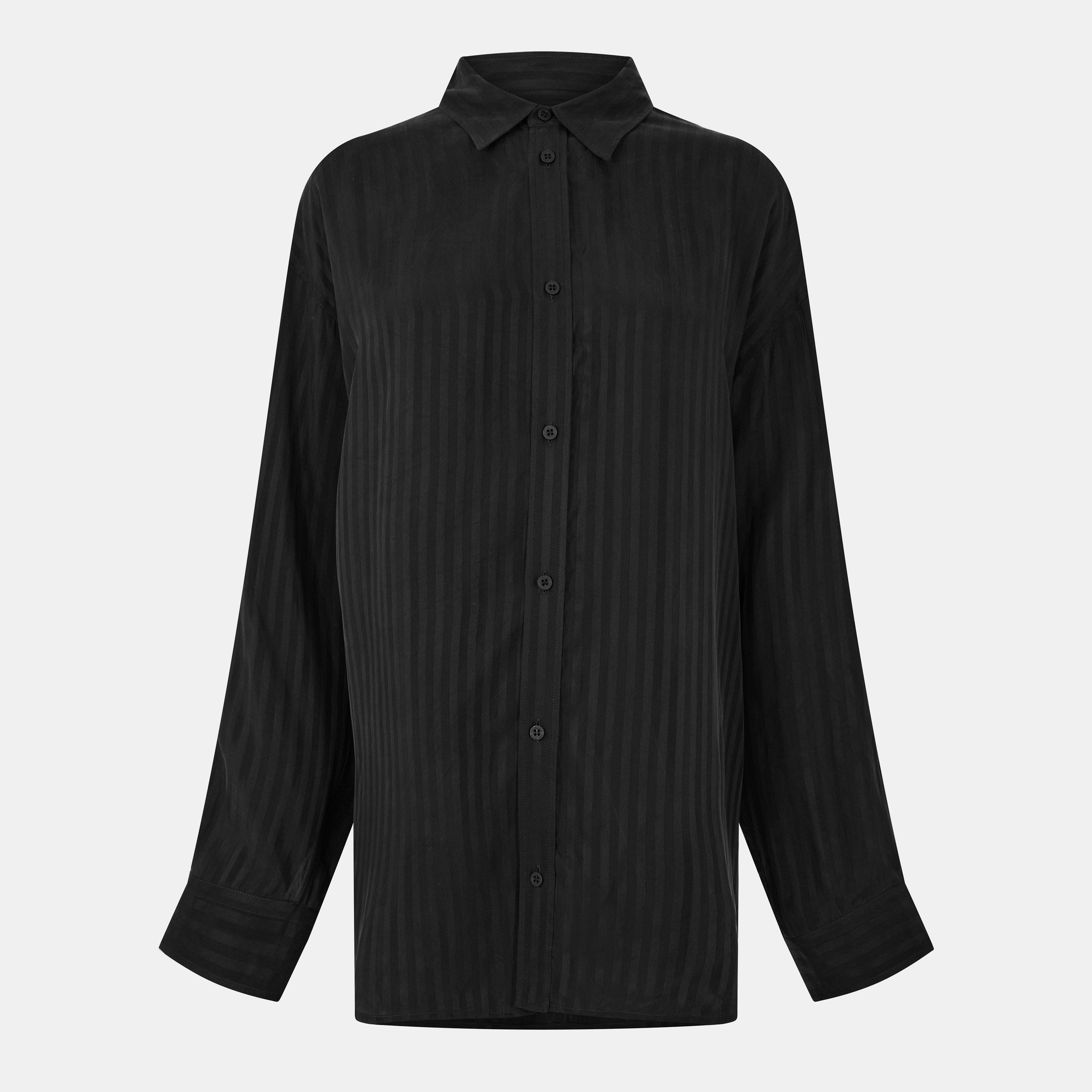 Balenciaga Women's Bal Fluid Long Sleeve Patterned Shirt - Black - 8 (XS)
