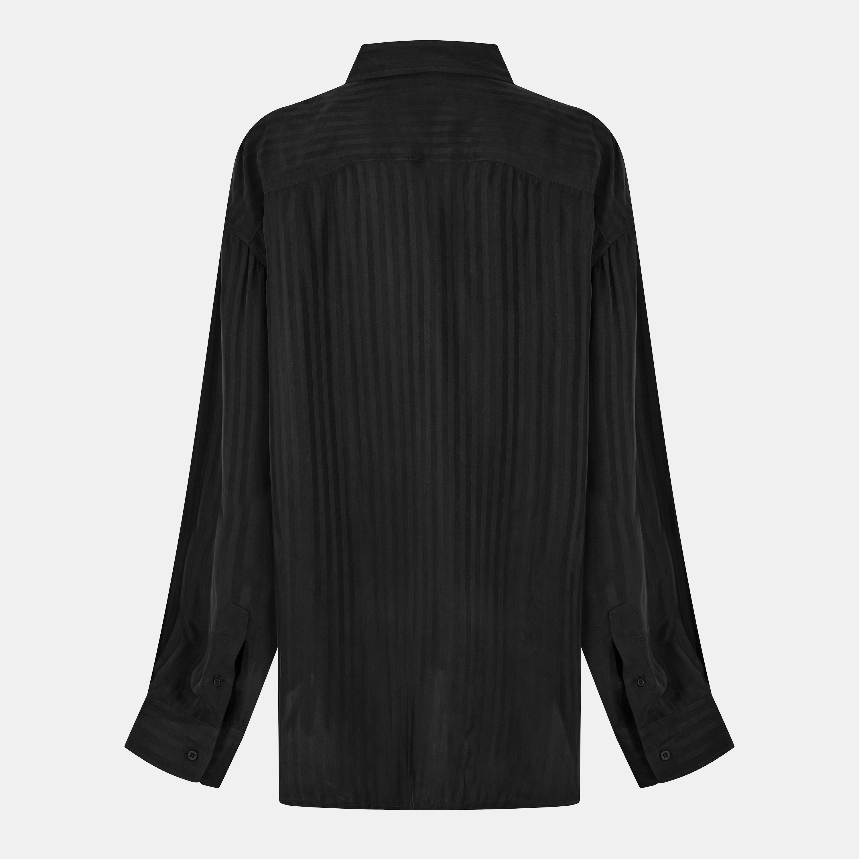 Black - Balenciaga - Women's Bal Fluid Long-Sleeve Patterned Shirt - 2